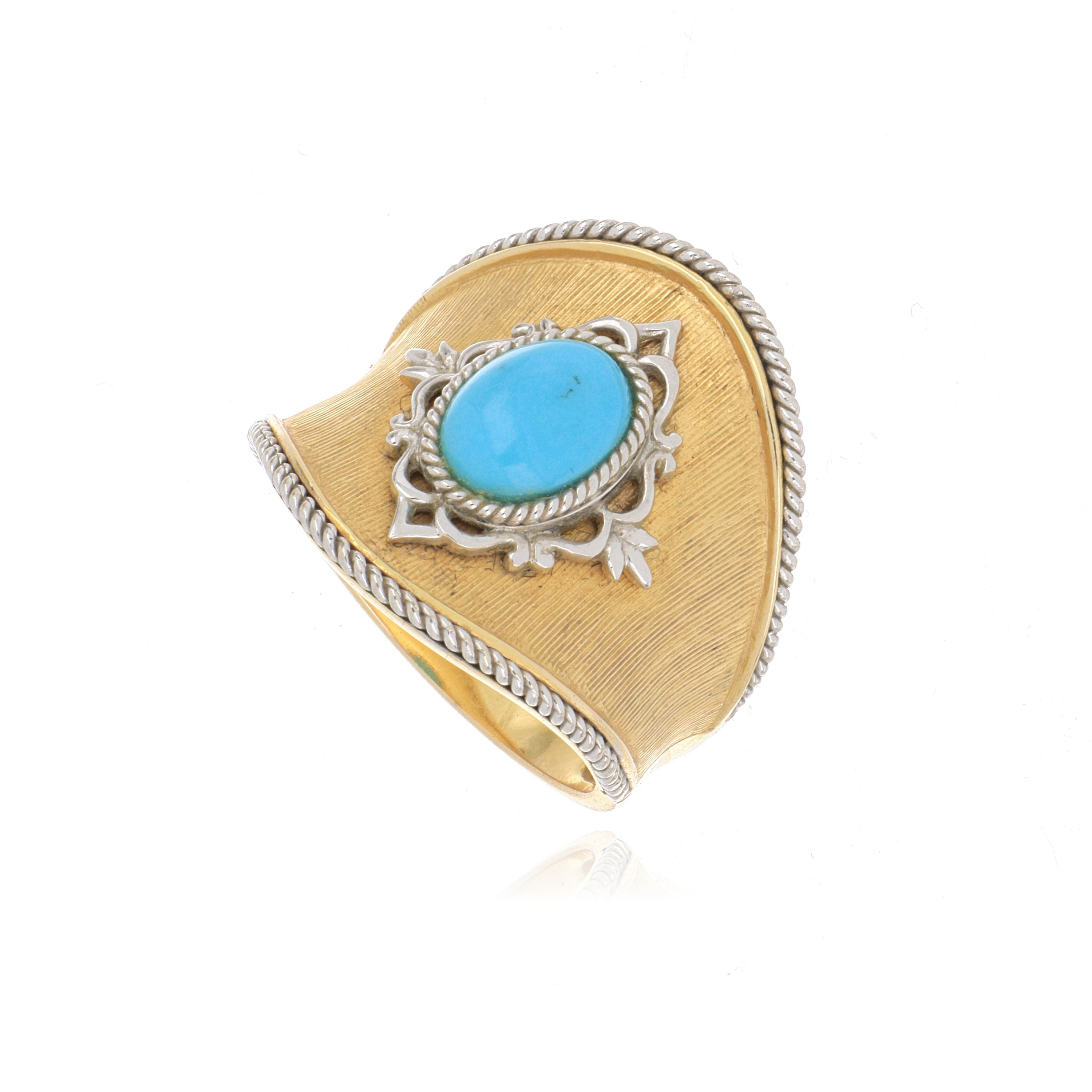14k Yellow Gold Turquoise Saddle Ring