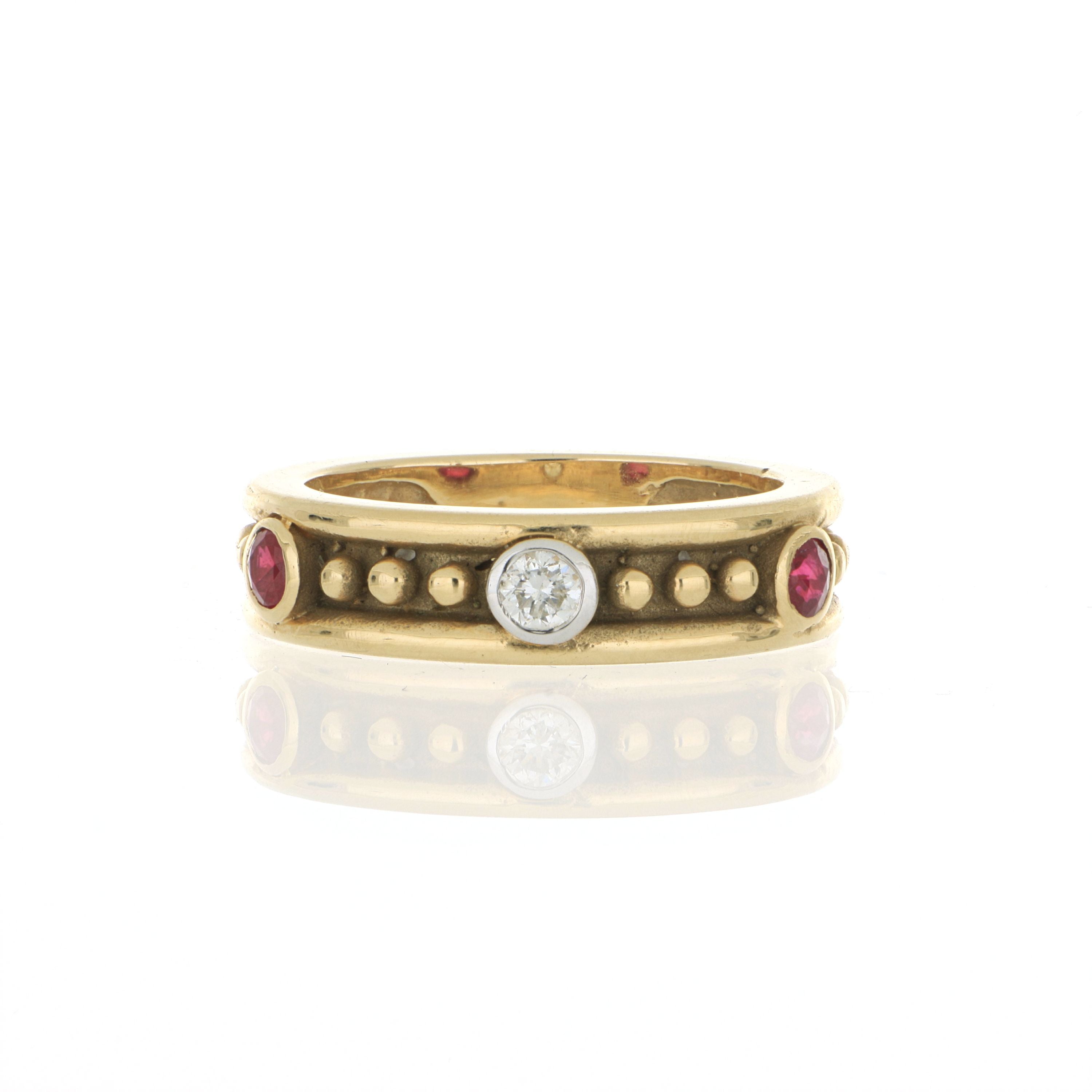 14k Yellow Gold Ruby and Diamond Ring