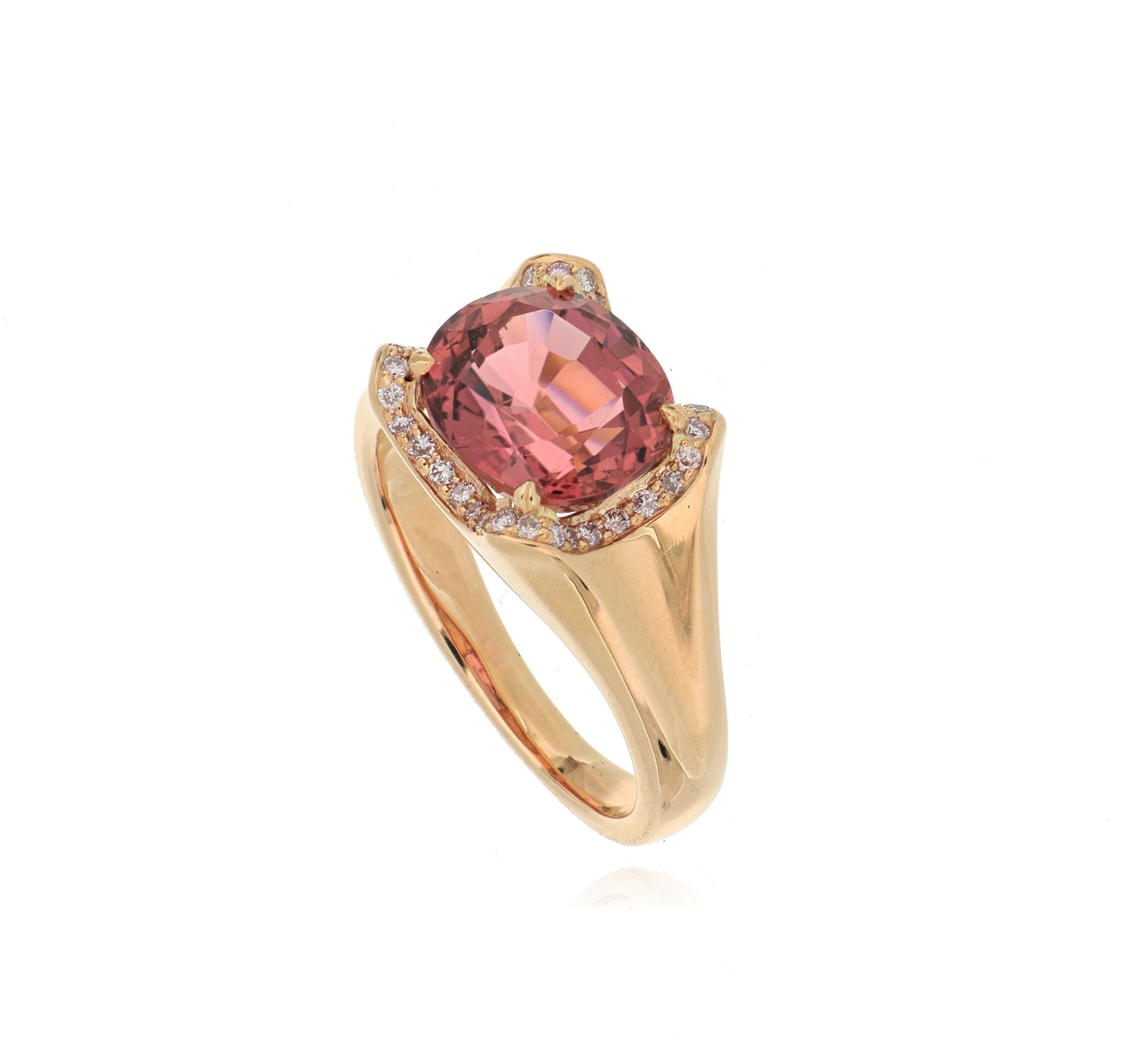 18k Rose Gold Diamond Accented Tourmaline Ring