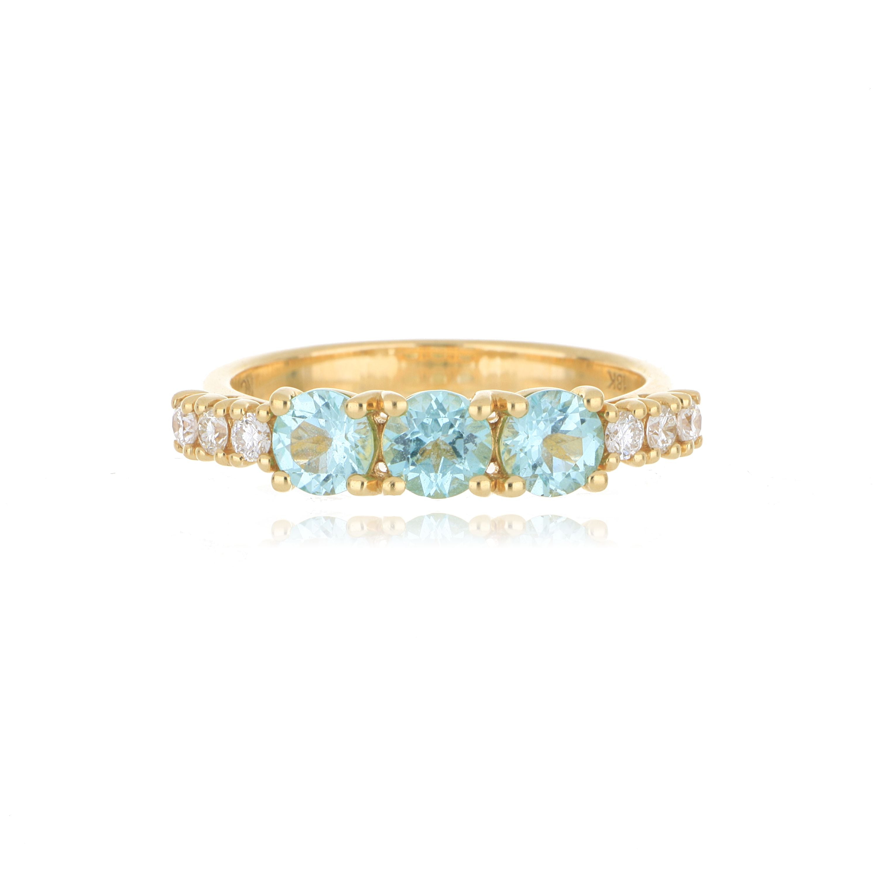 18k Yellow Gold Tourmaline and Diamond Ring