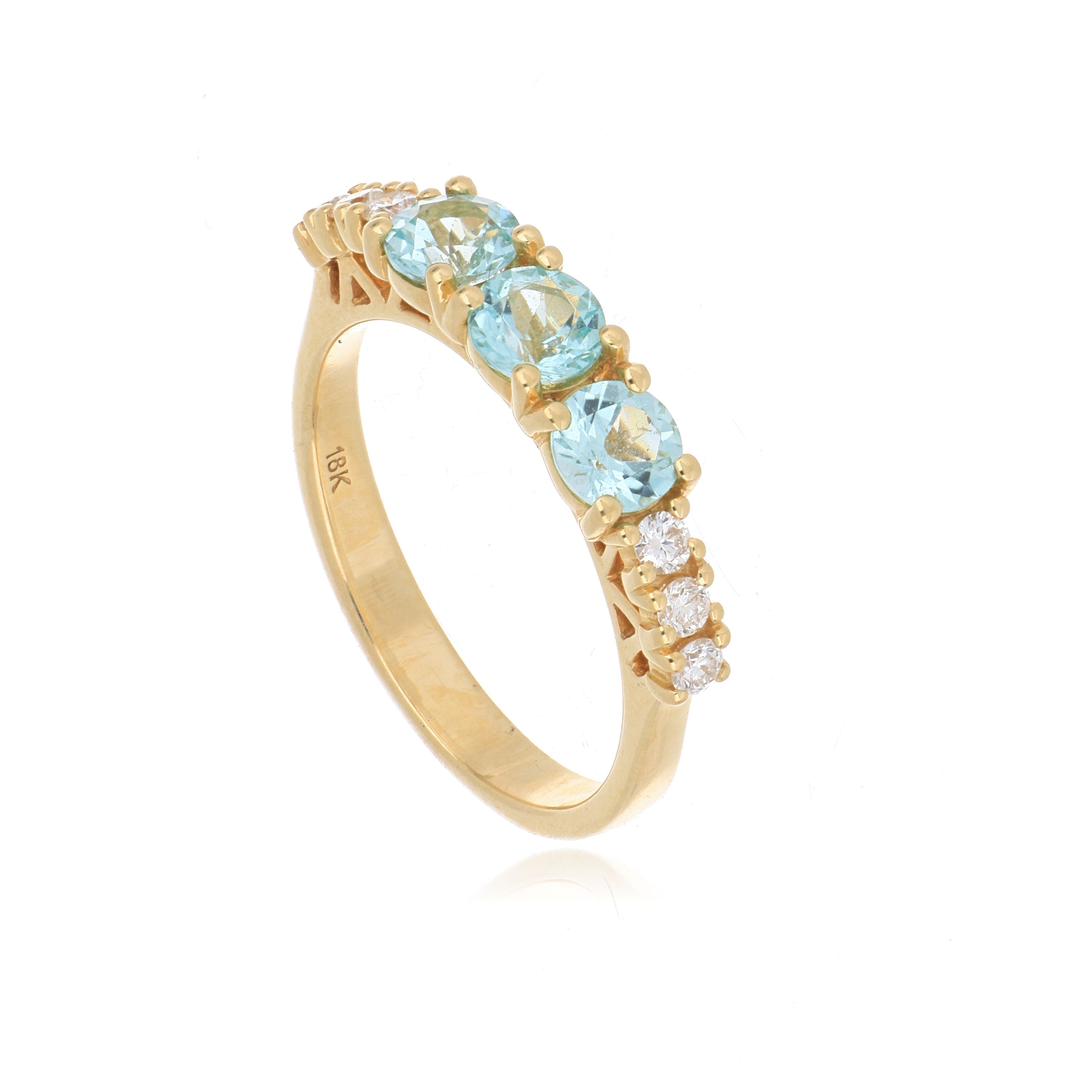 18k Yellow Gold Tourmaline and Diamond Ring