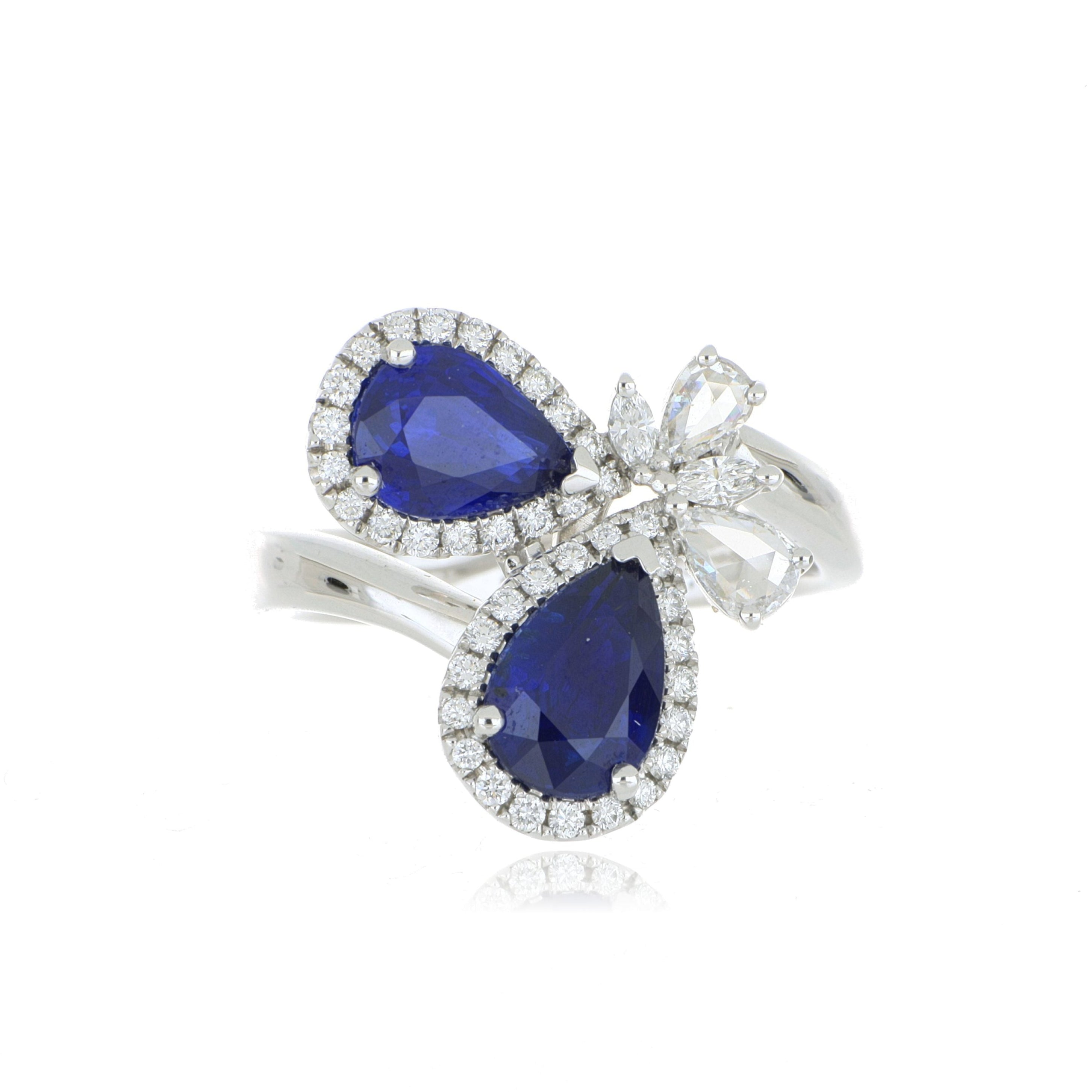 18k White Gold Sapphire and Diamond Butterfly Ring