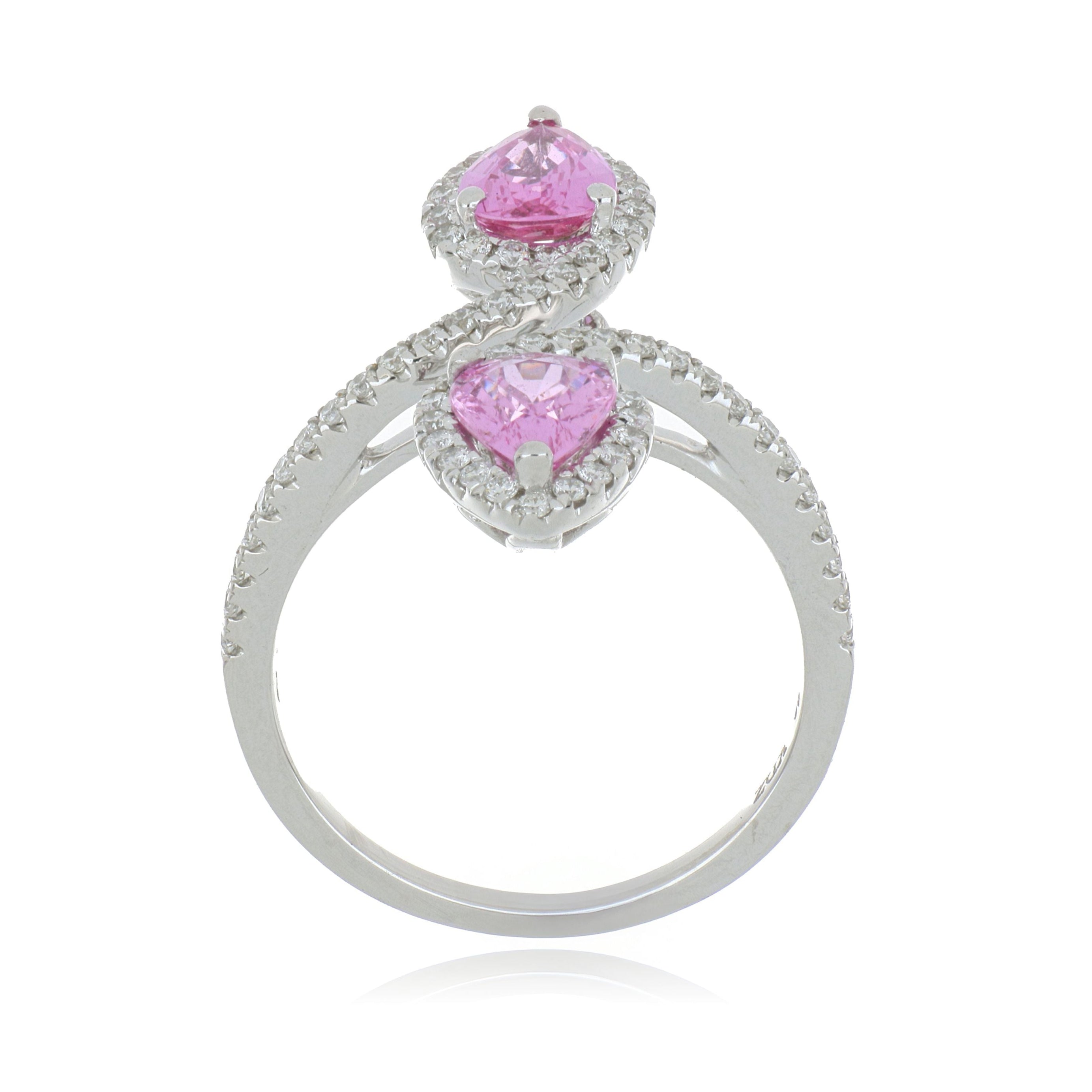 18k White Gold Pink Sapphire and Diamond Accented Ring
