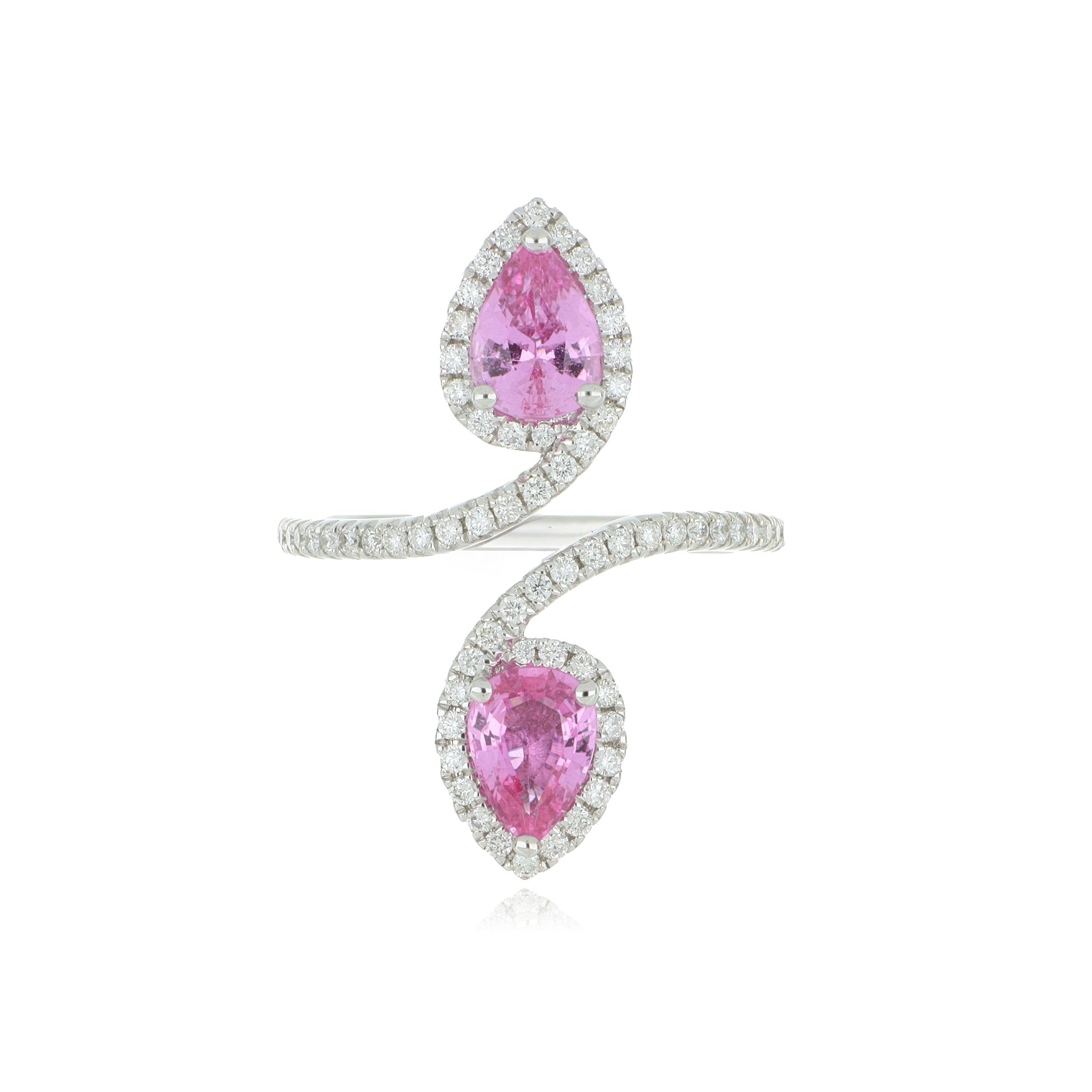 18k White Gold Pink Sapphire and Diamond Accented Ring