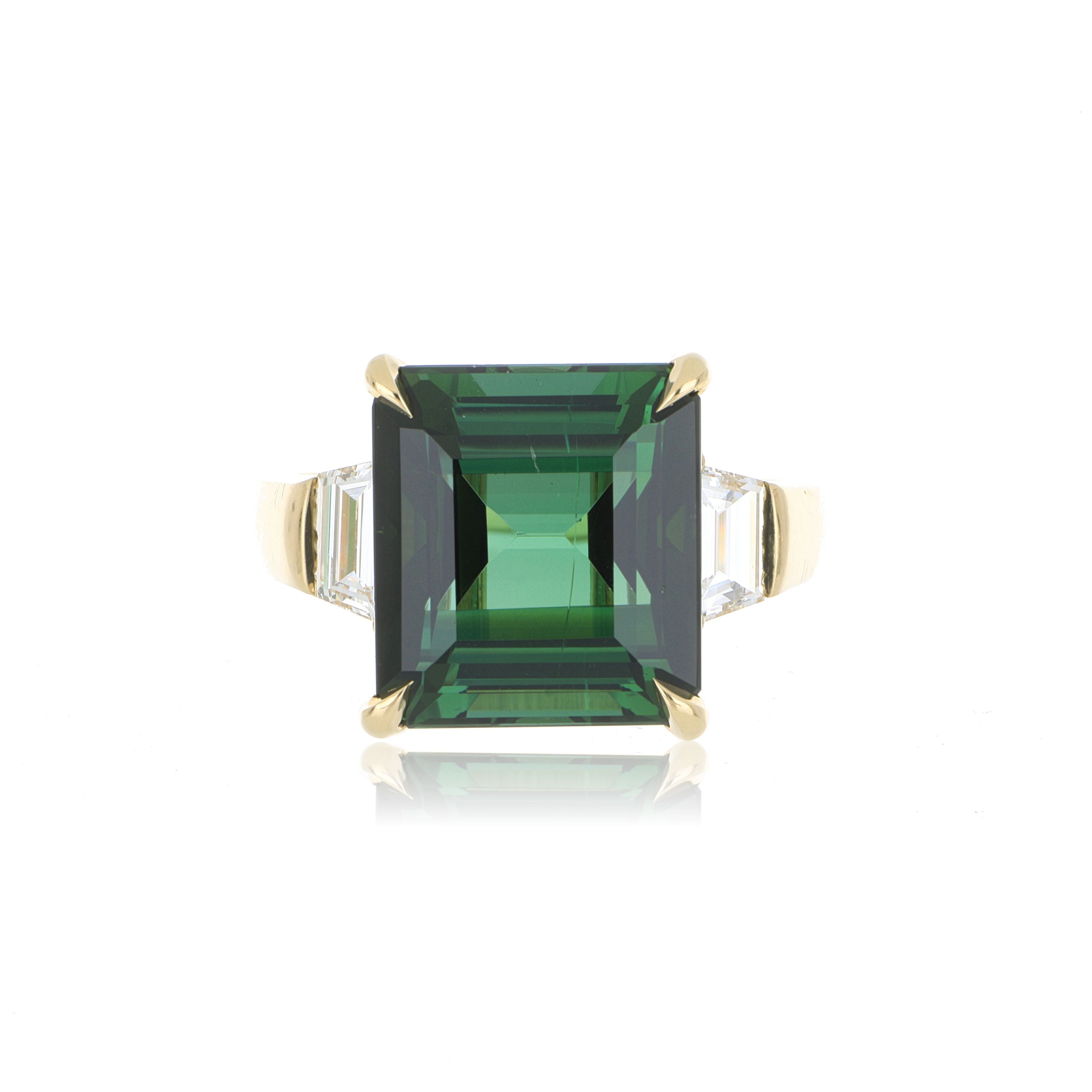 18k Yellow Gold Tourmaline and Diamond Ring
