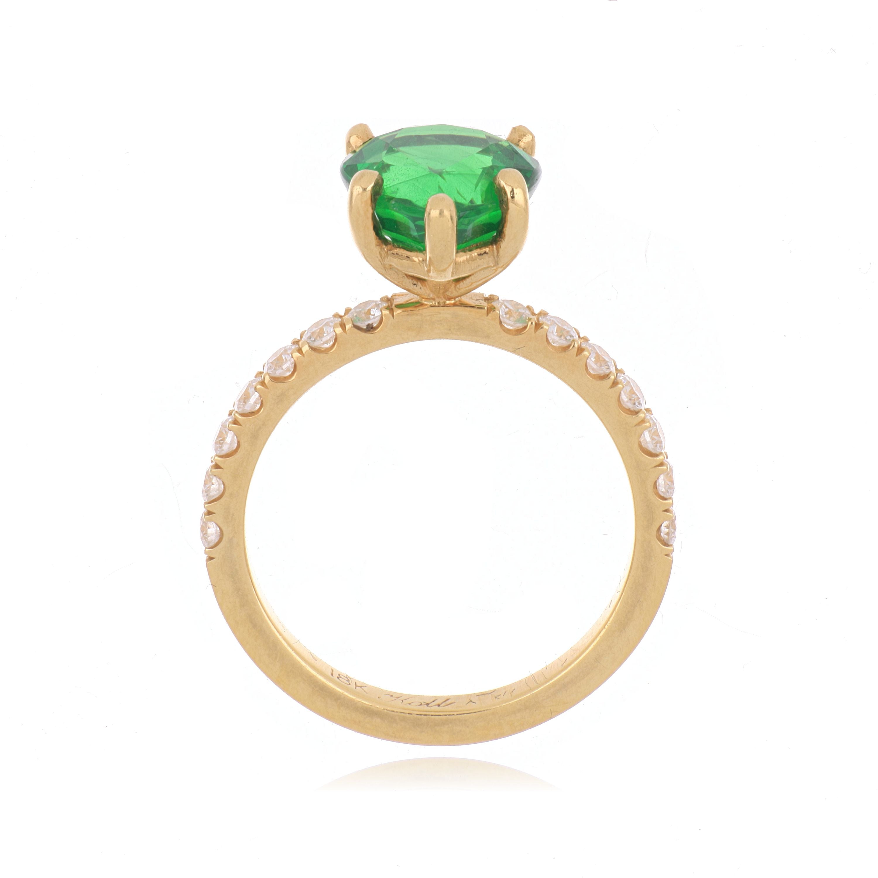 18k Yellow Gold Tsavorite and Diamond Ring