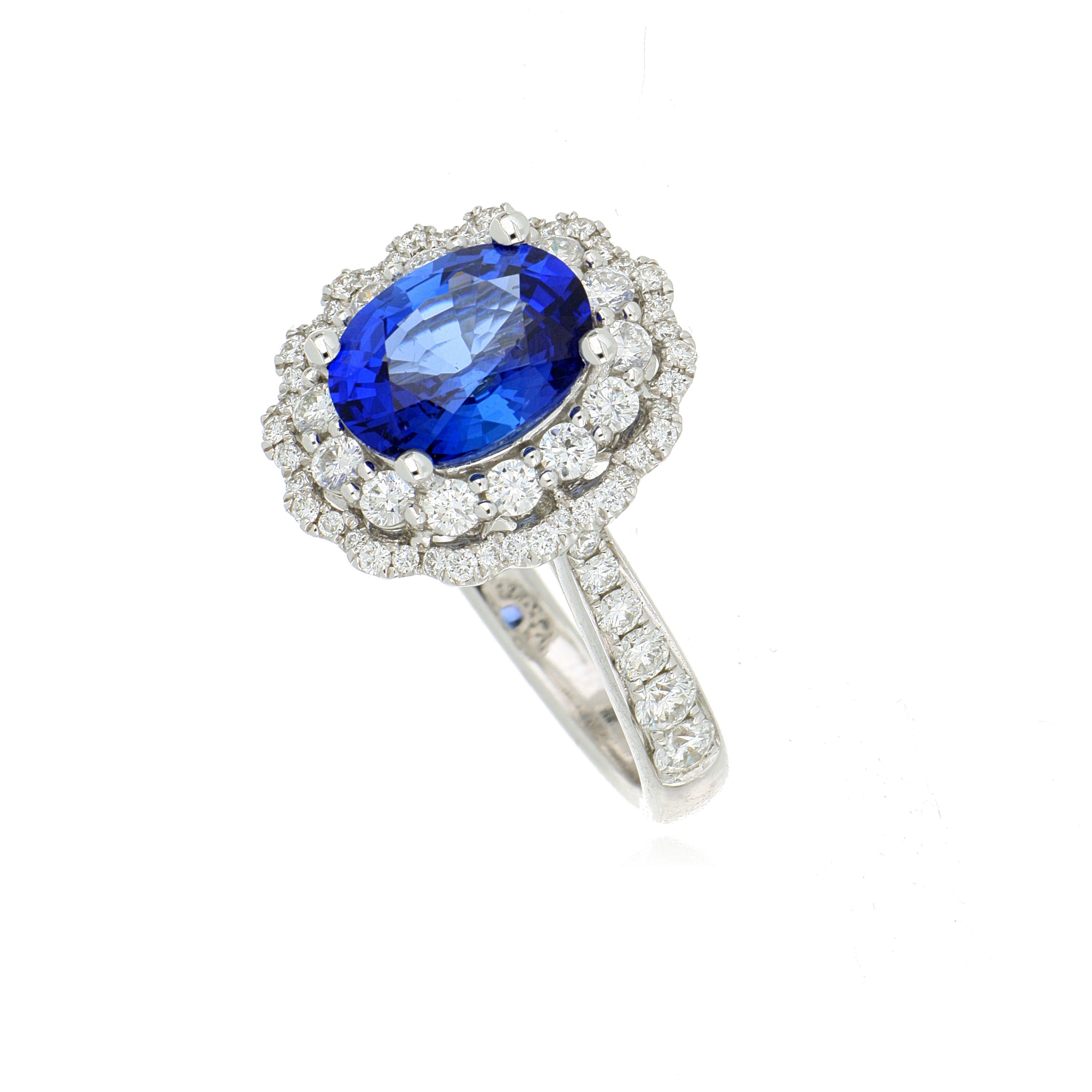 18k White Gold Sapphire and Diamond Accented Ring - Charles Koll Jewelers