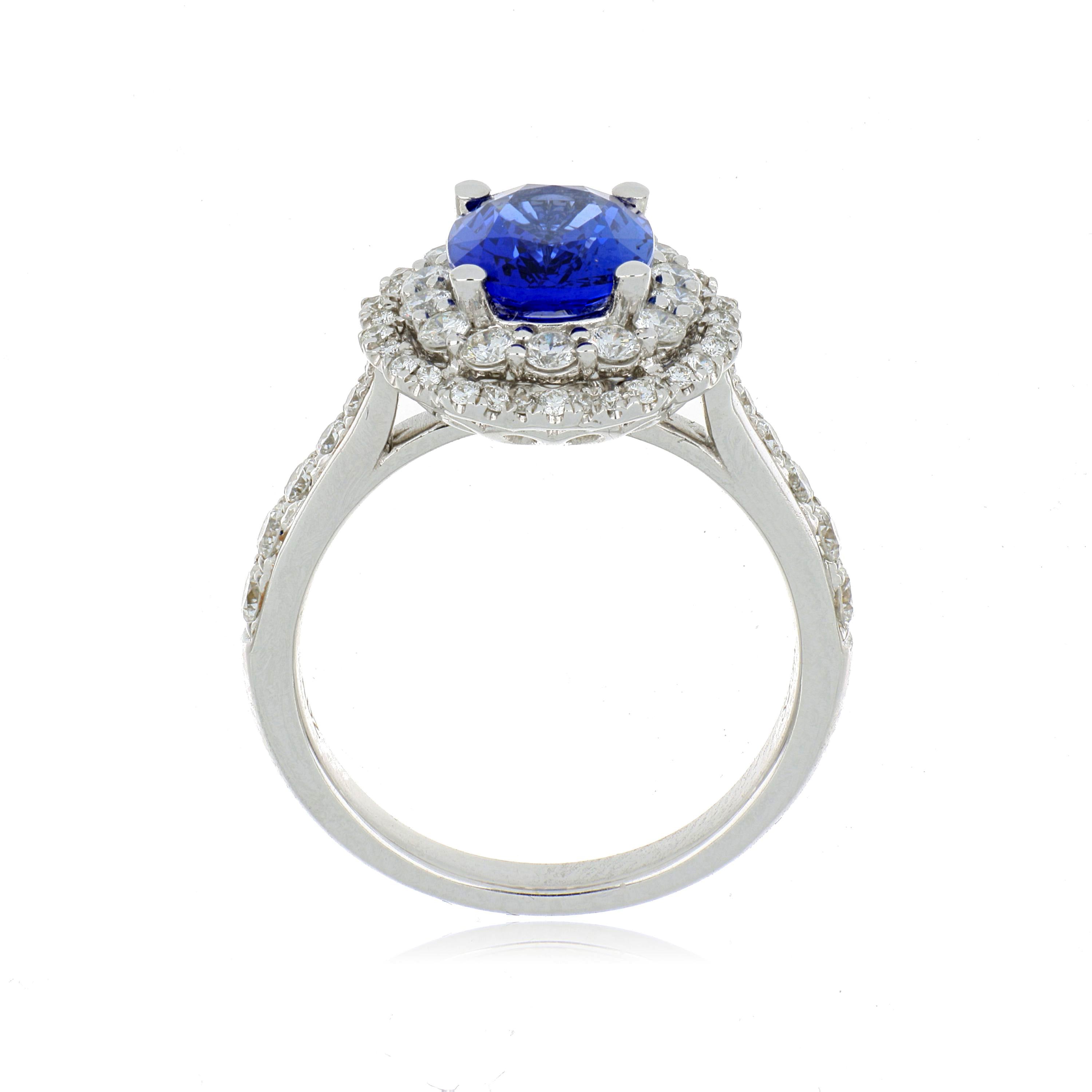 18k White Gold Sapphire and Diamond Accented Ring - Charles Koll Jewelers