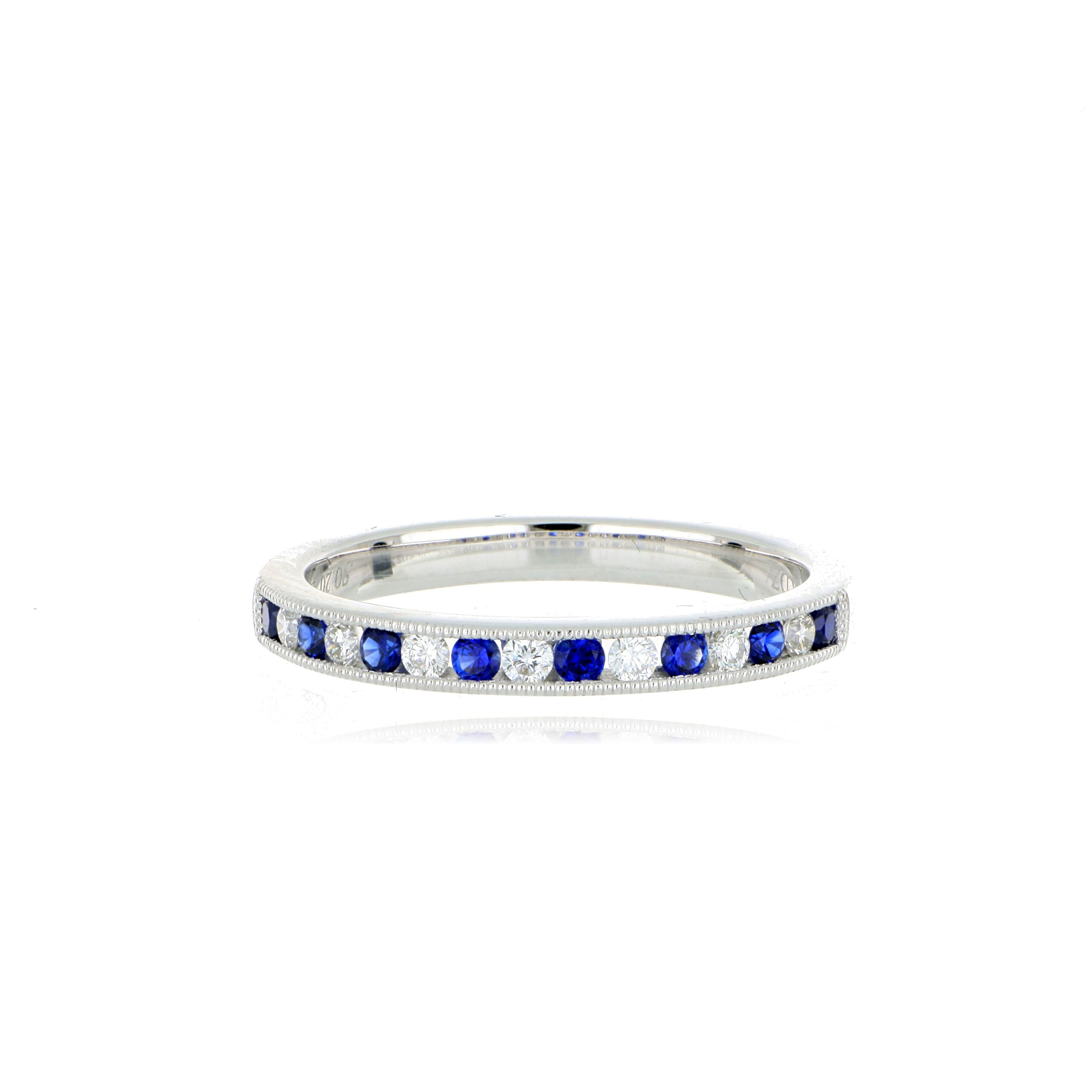 18k White Gold Sapphire and Diamond Band