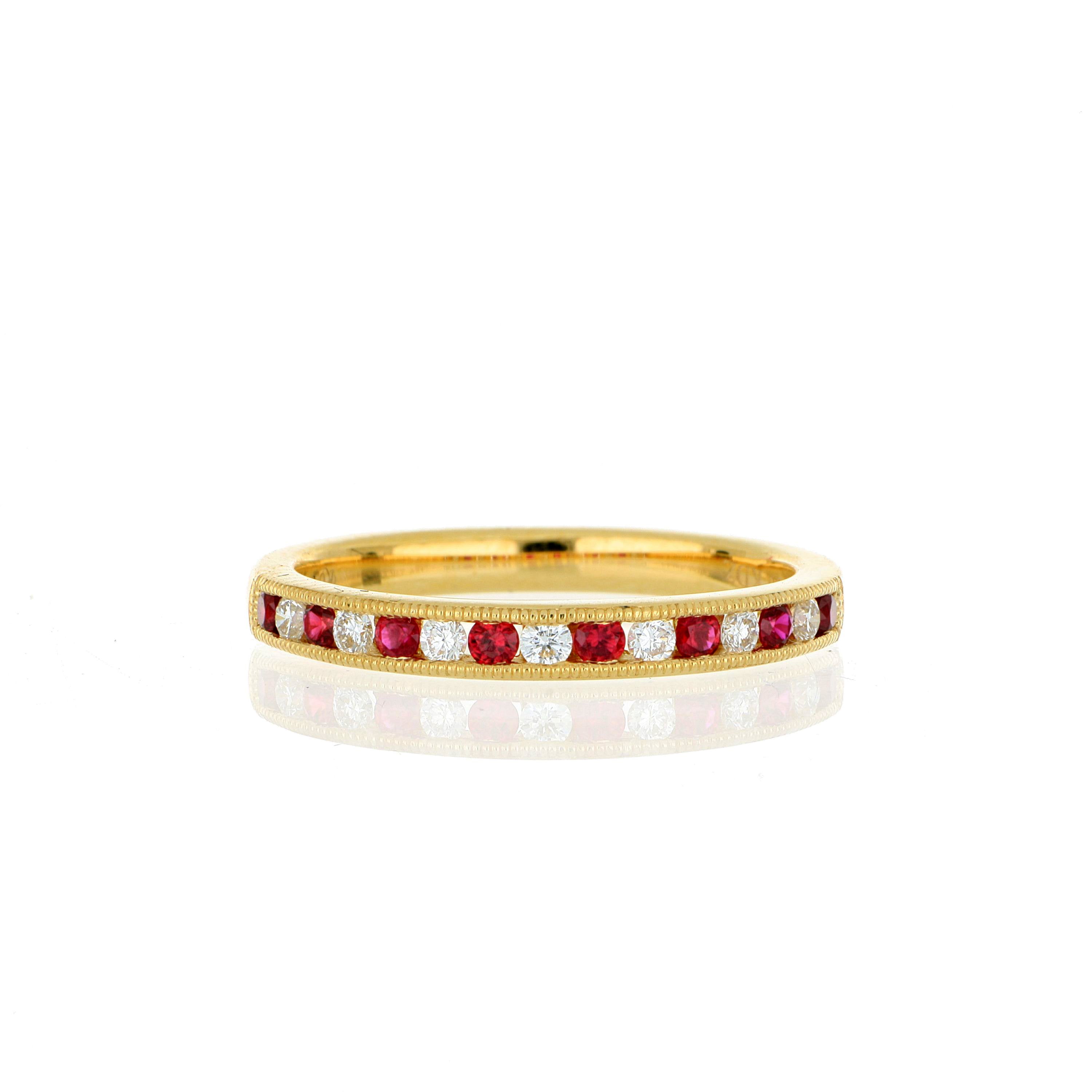18k Yellow Gold Ruby and Diamond Band