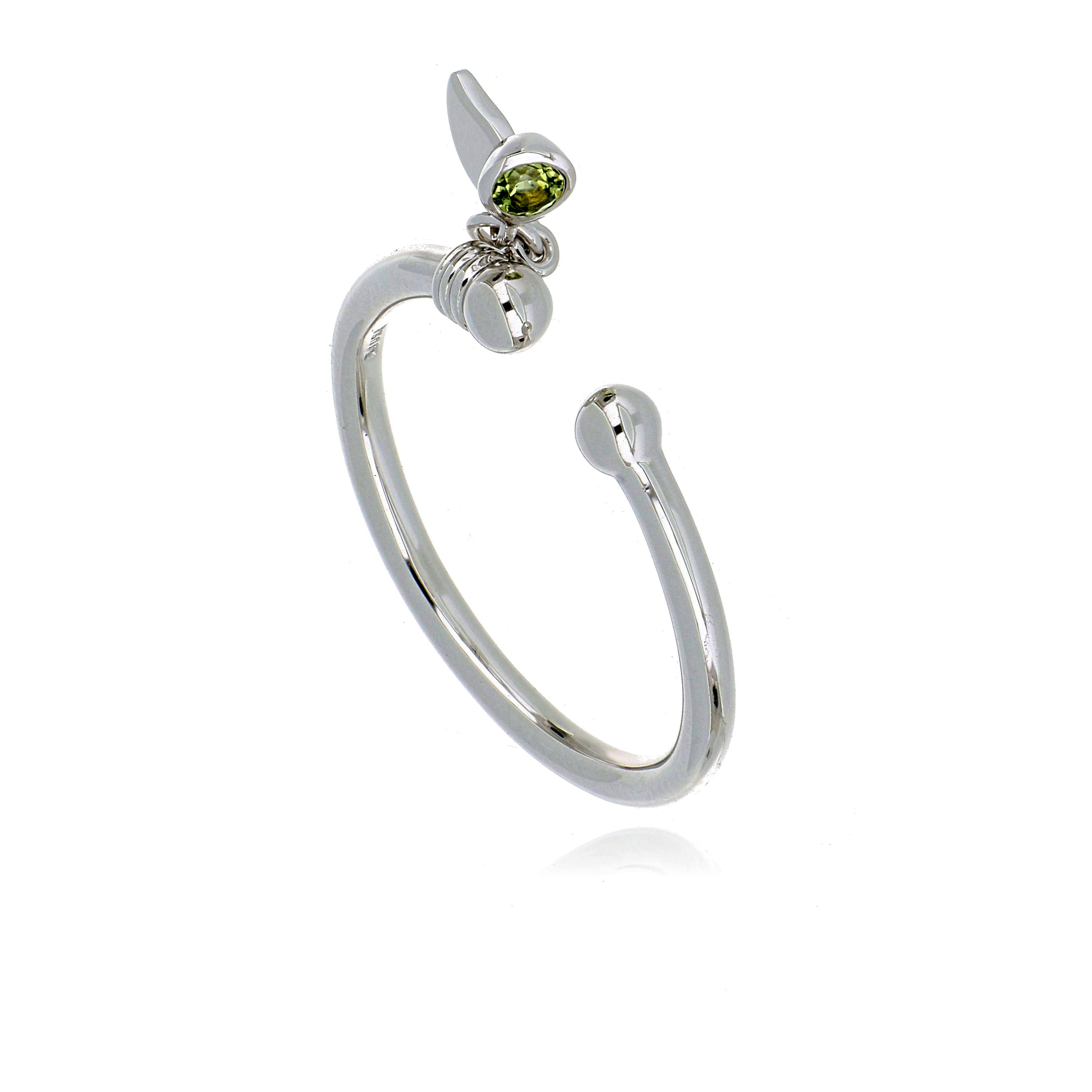 18k White Gold Peridot Dangle Ring
