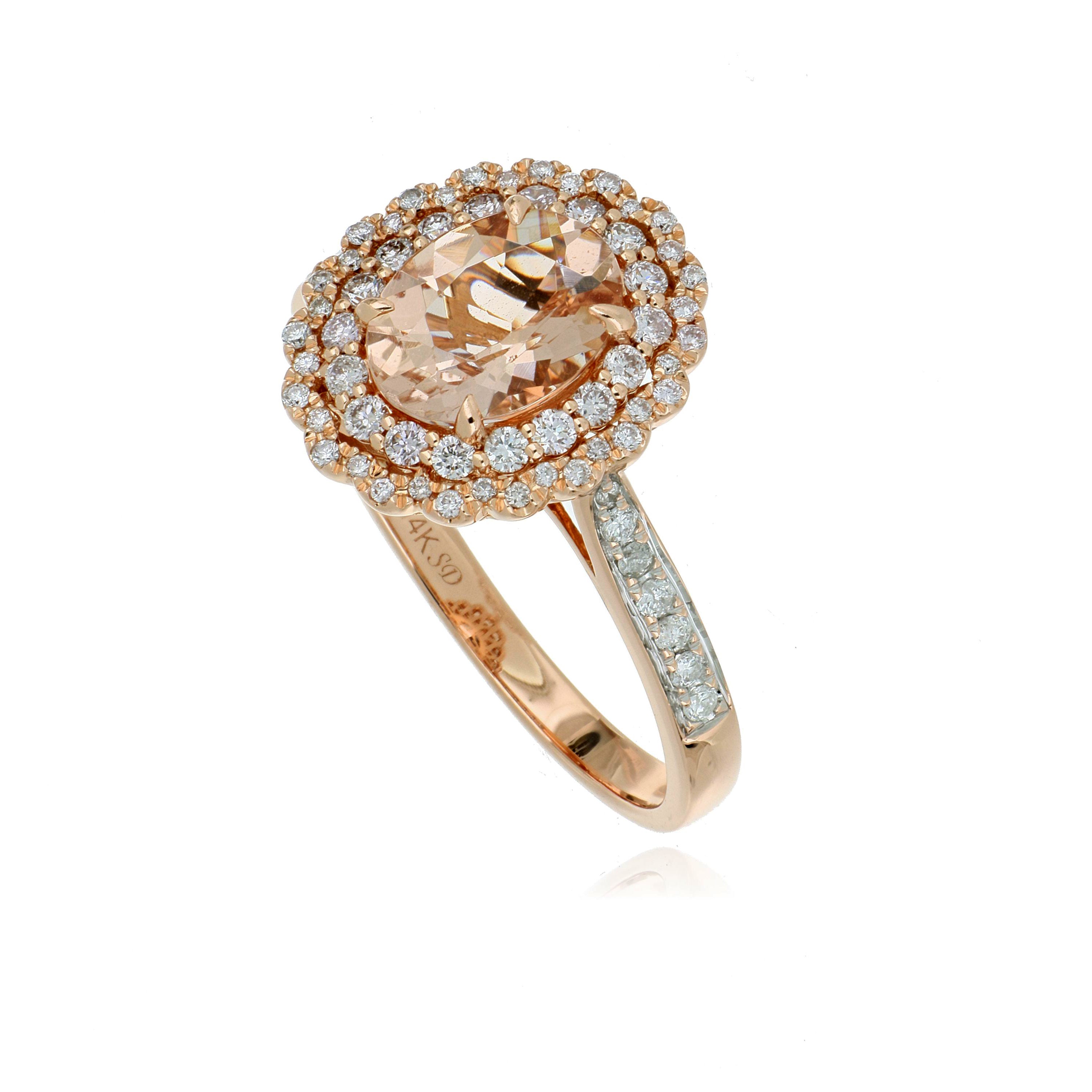 14k Rose and White Gold Morganite and Diamond Ring - Charles Koll Jewelers