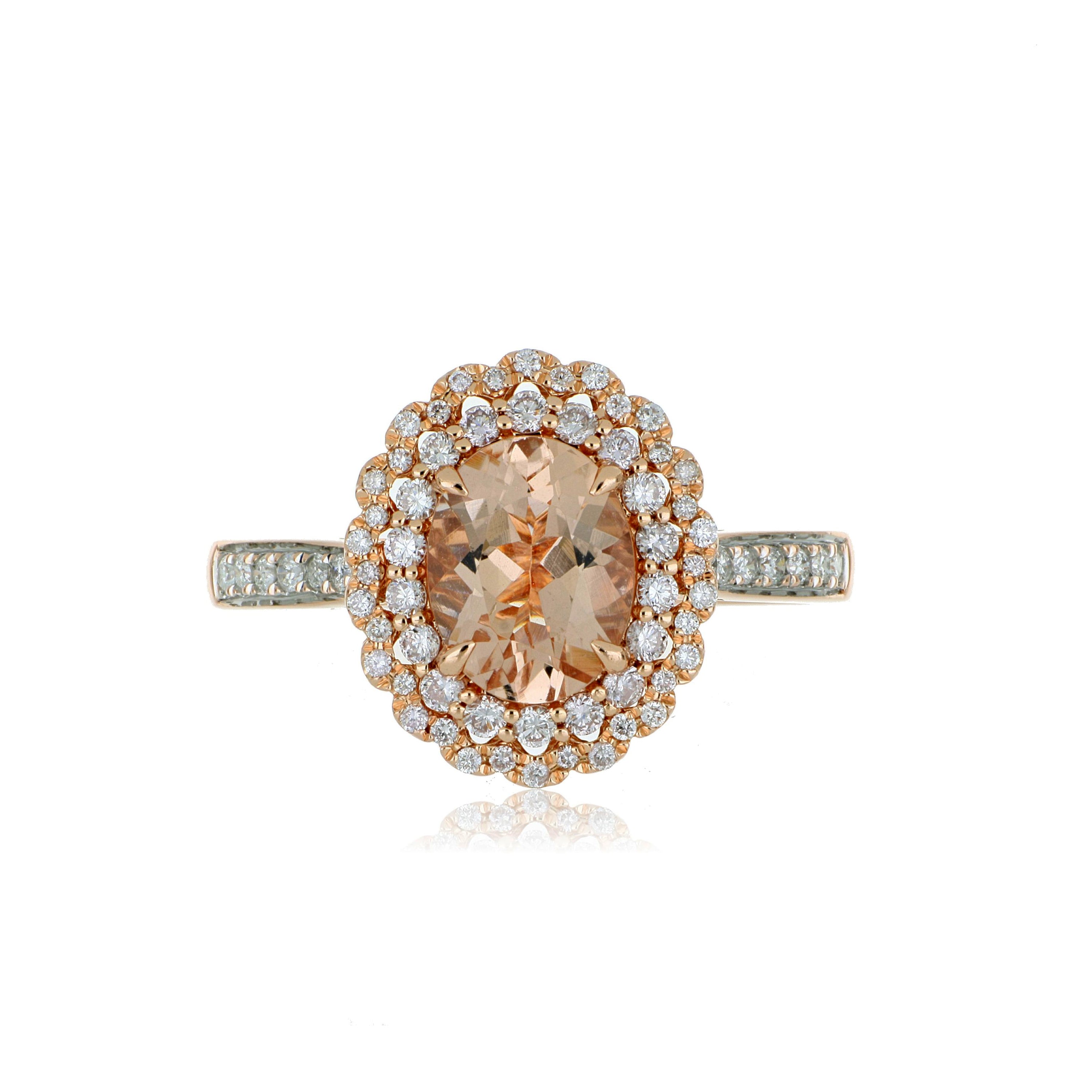 14k Rose and White Gold Morganite and Diamond Ring - Charles Koll Jewelers