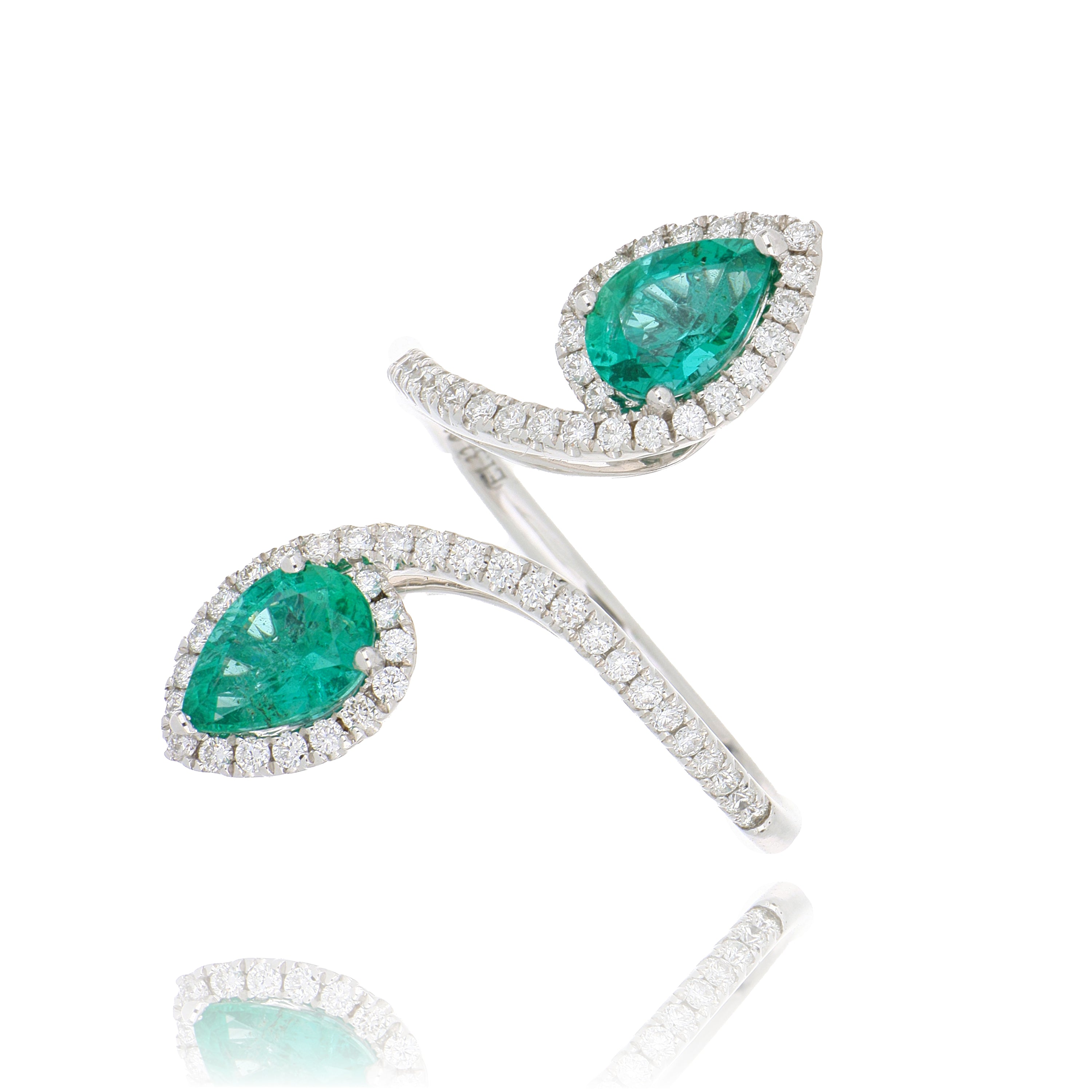 18k White Gold Emerald and Diamond Ring - Charles Koll Jewelers