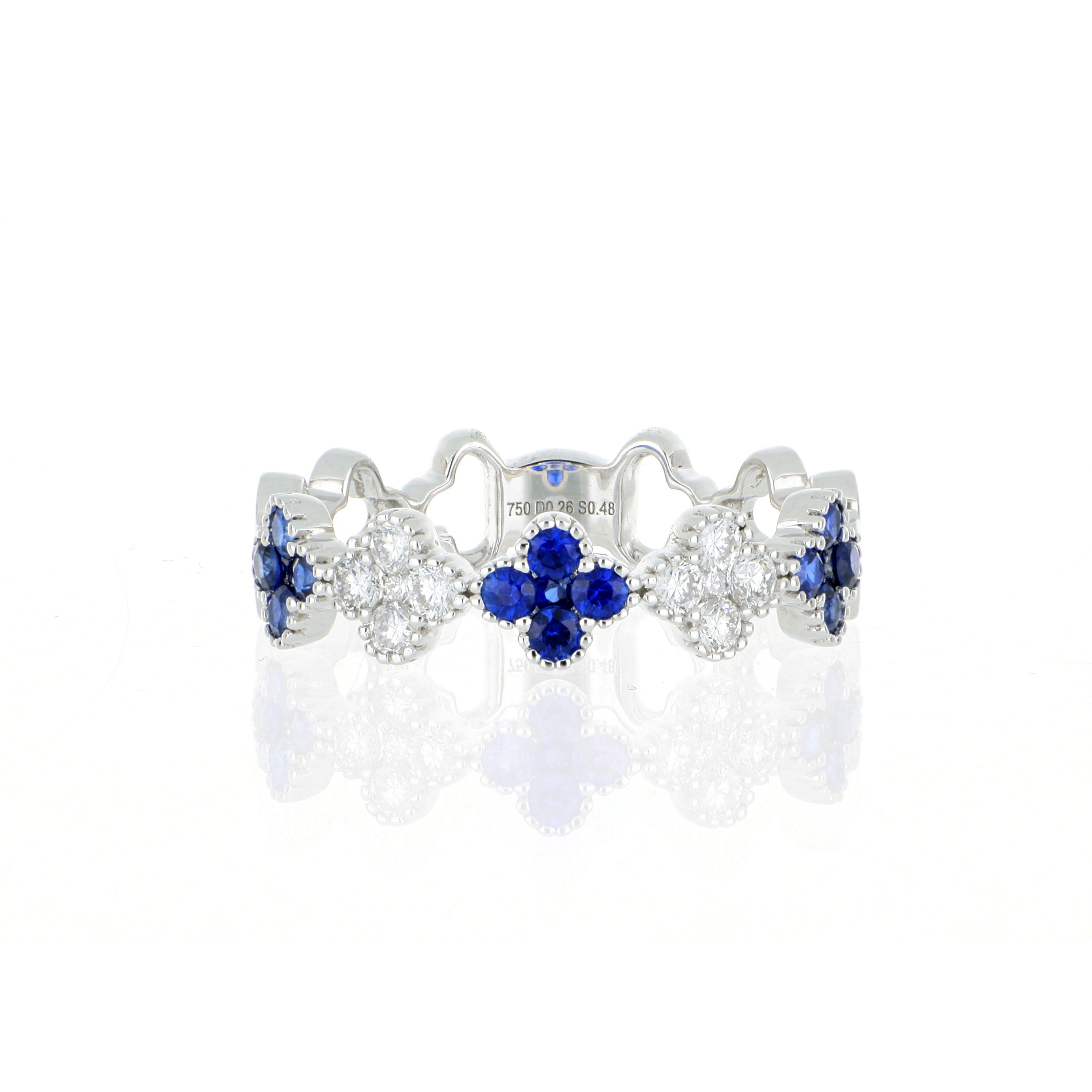 18k White Gold Sapphire and Diamond Motif Ring - Charles Koll Jewelers