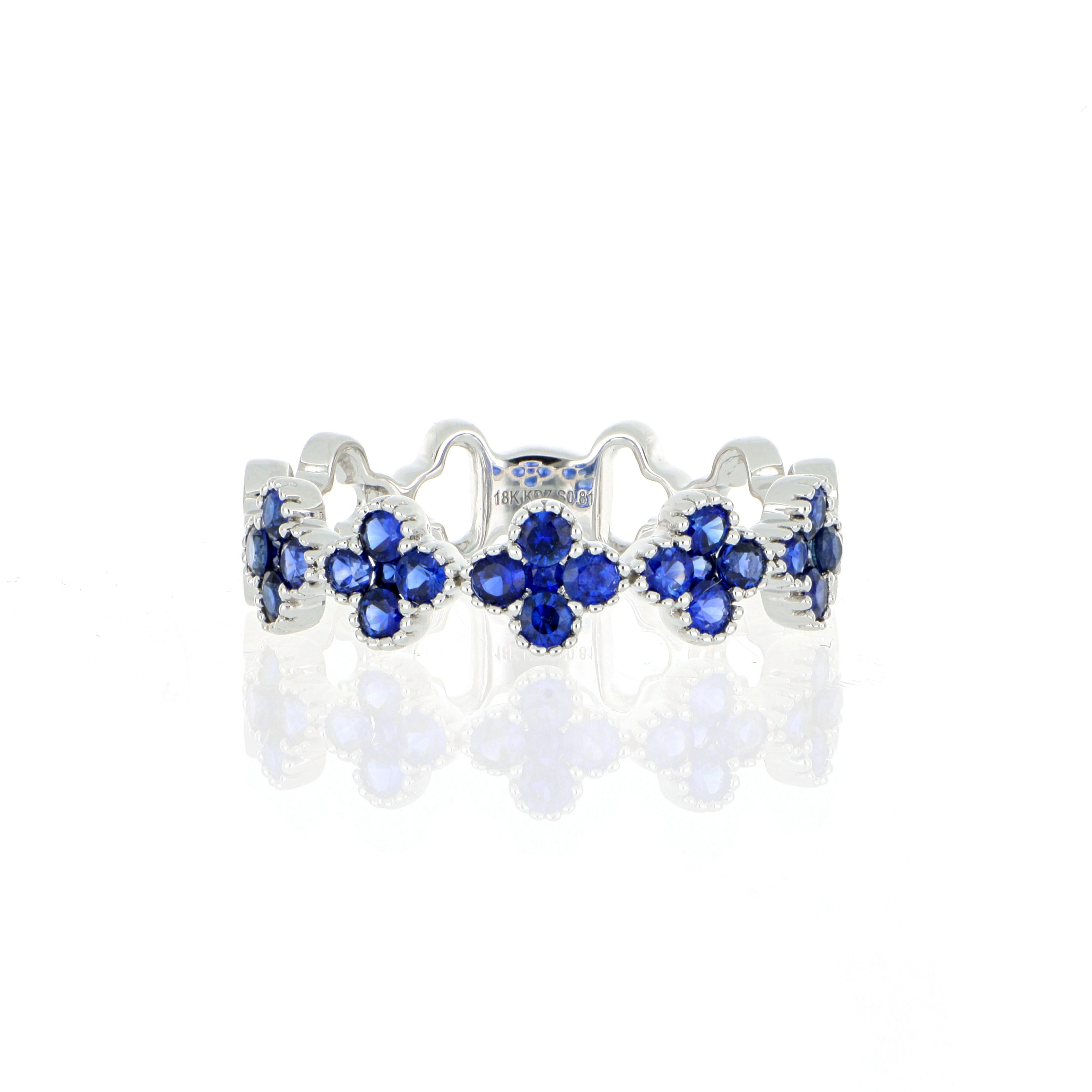 18k White Gold Sapphire Motif Ring - Charles Koll Jewelers