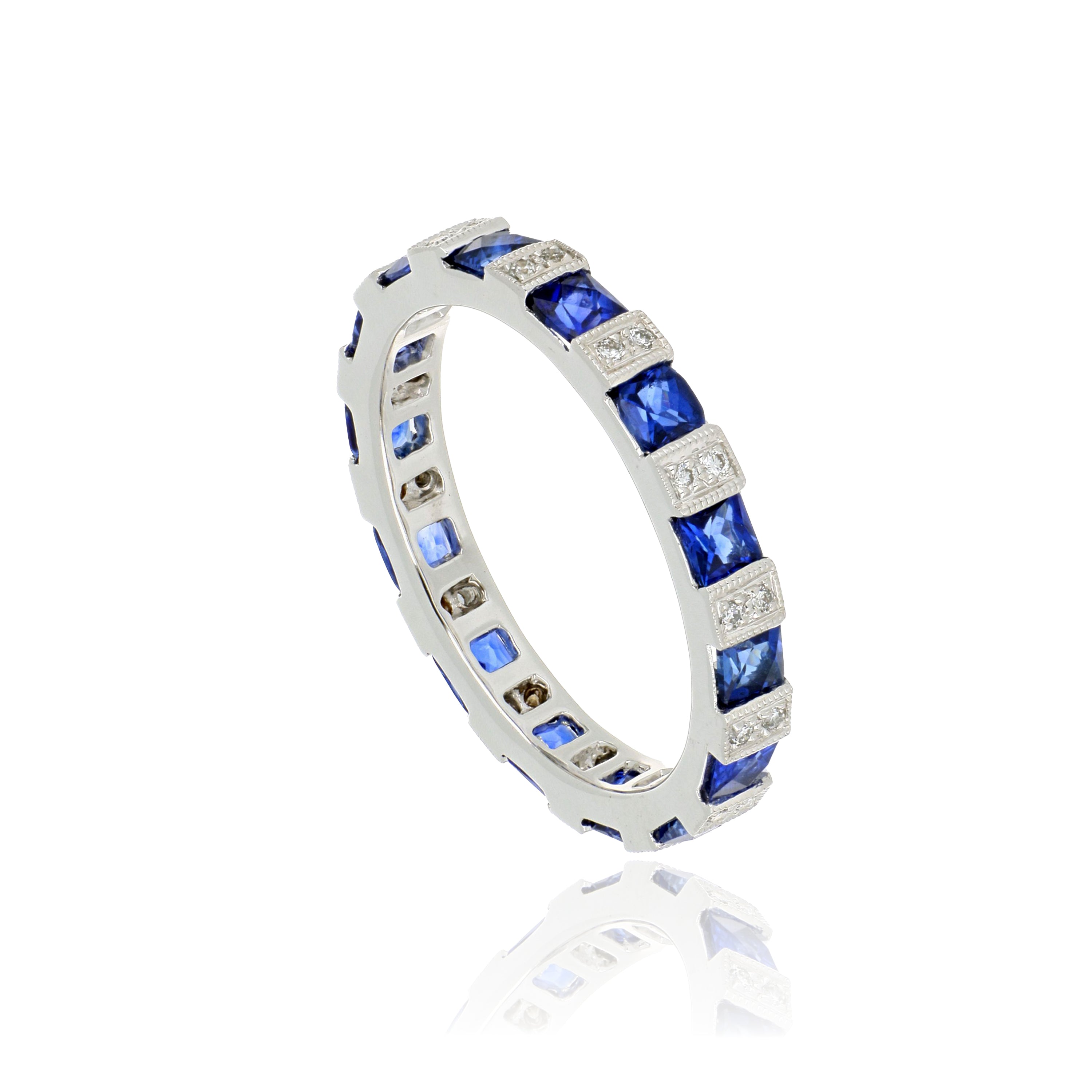 18k White Gold Sapphire and Diamond Eternity Ring - Charles Koll Jewelers