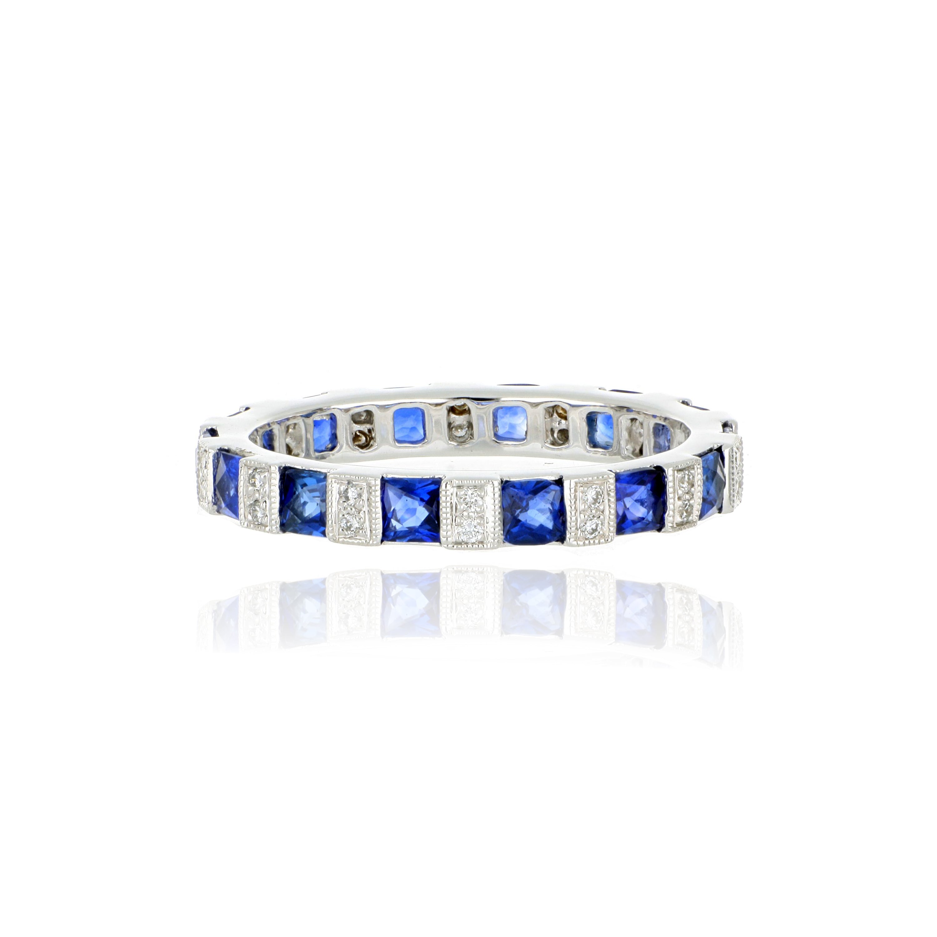 18k White Gold Sapphire and Diamond Eternity Ring - Charles Koll Jewelers