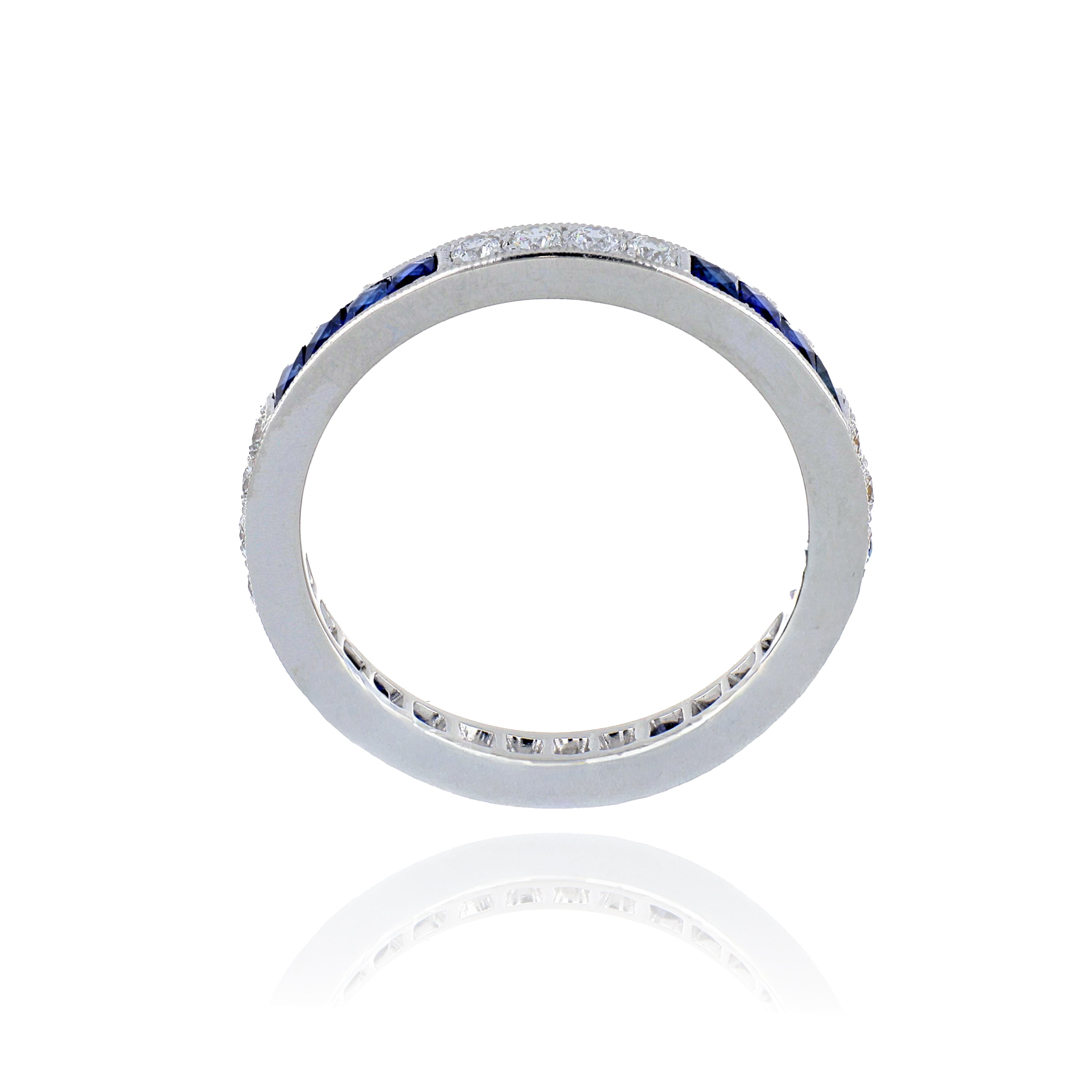 18k White Gold Sapphire and Diamond Eternity Band - Charles Koll Jewelers