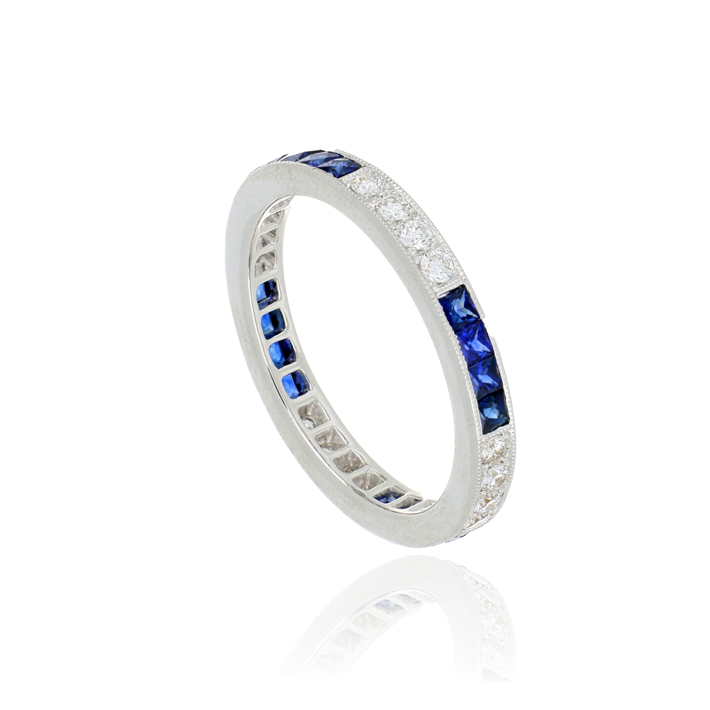 18k White Gold Sapphire and Diamond Eternity Band - Charles Koll Jewelers