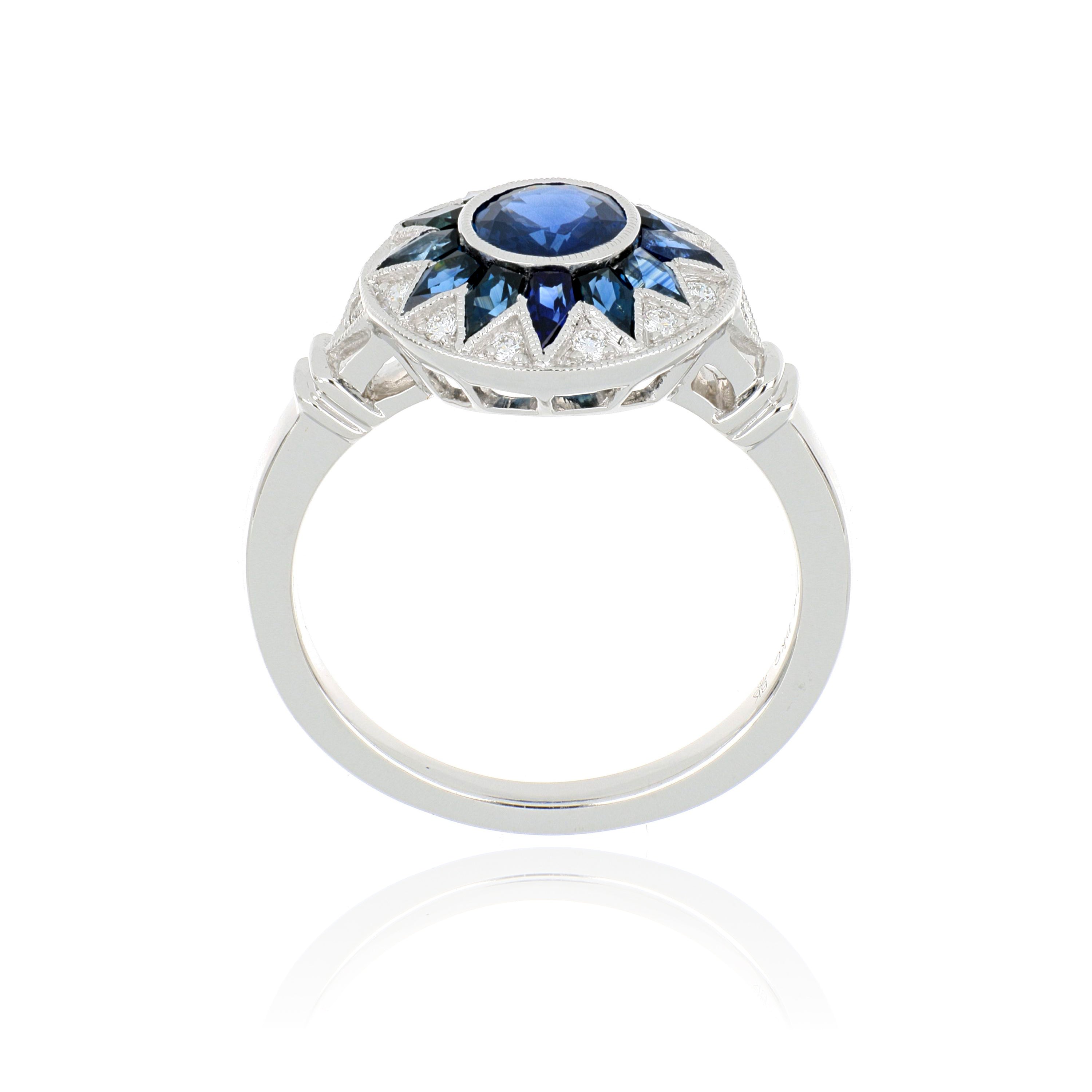 18k White Gold Sapphire and Diamond Ring