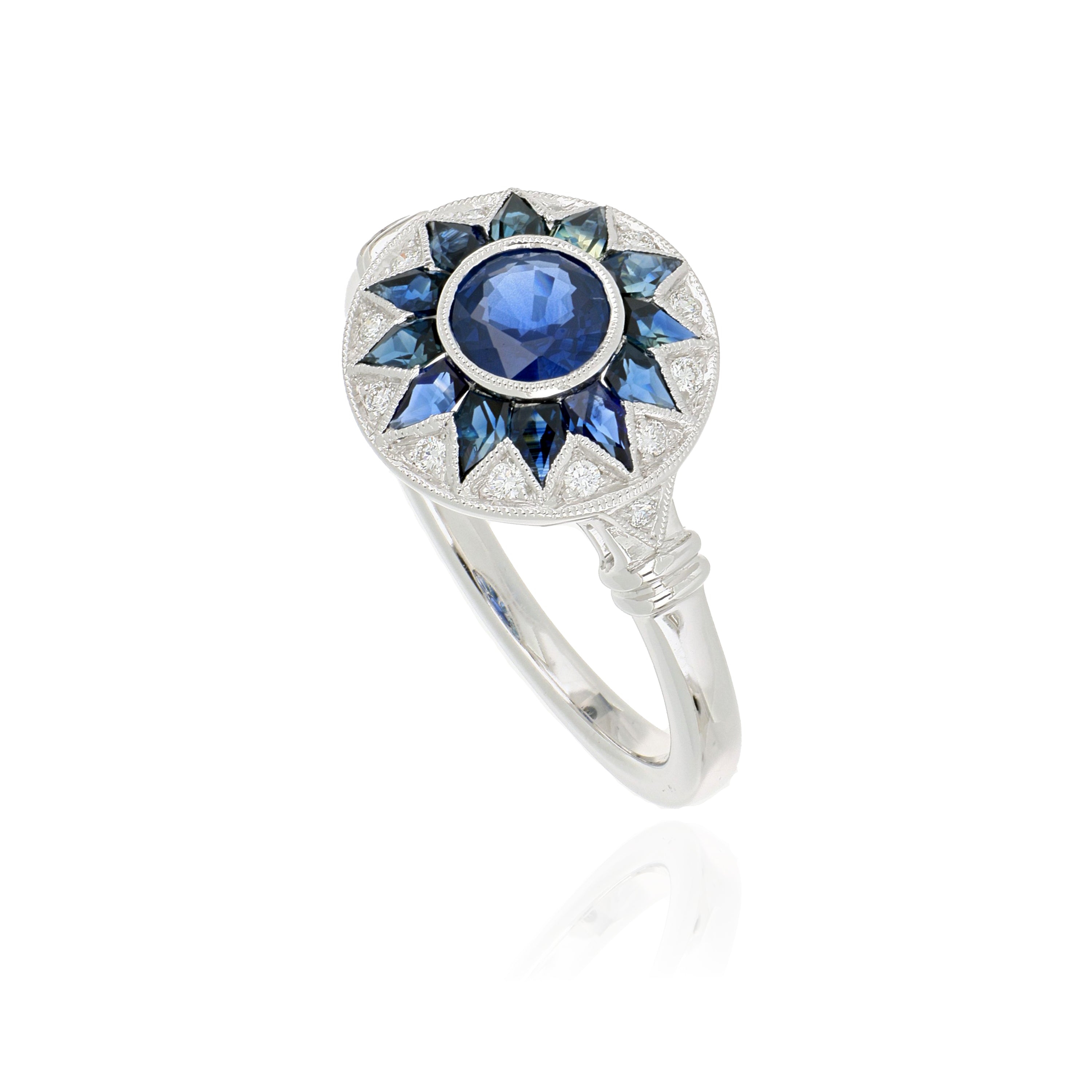 18k White Gold Sapphire and Diamond Ring