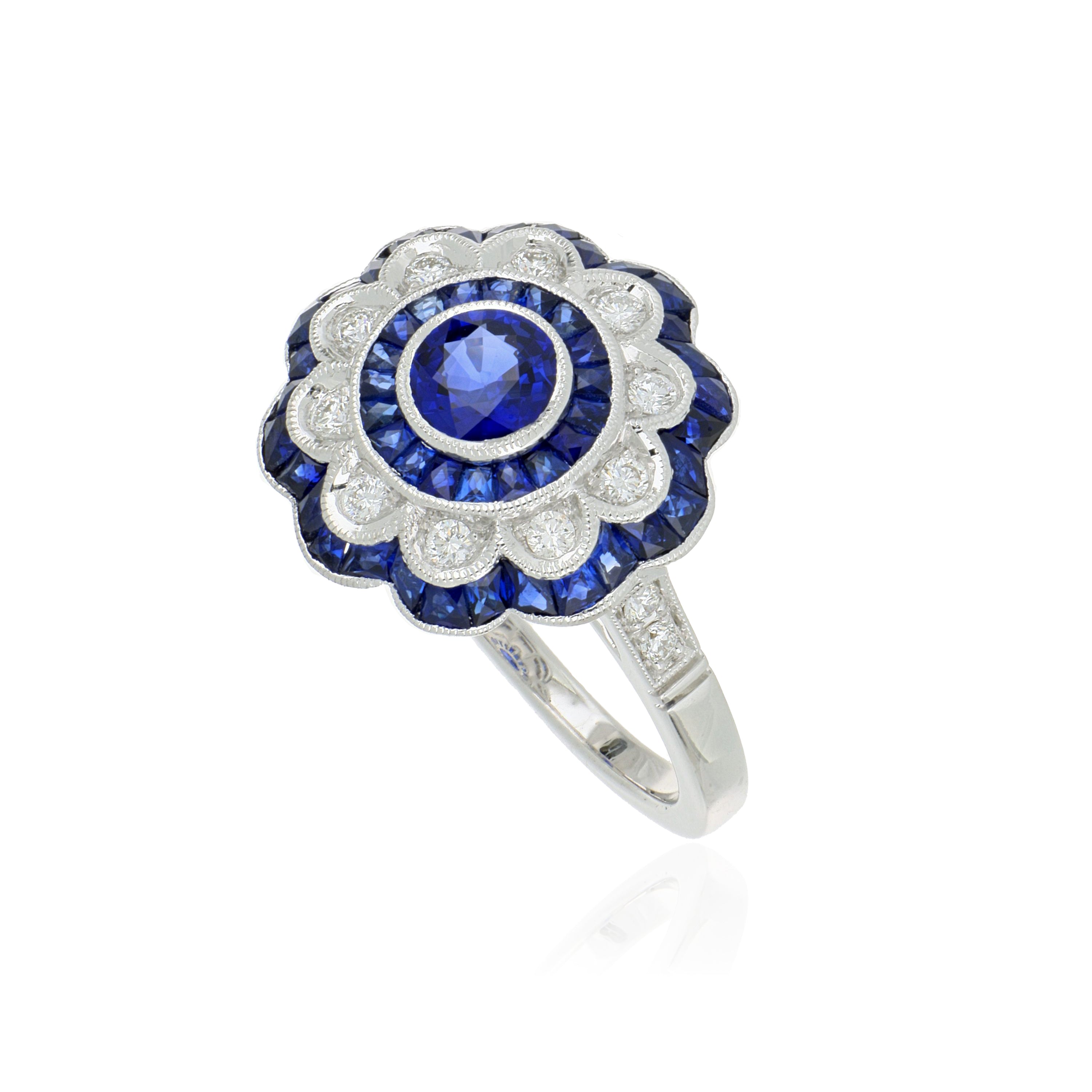 18k White Gold Sapphire and Diamond Ring
