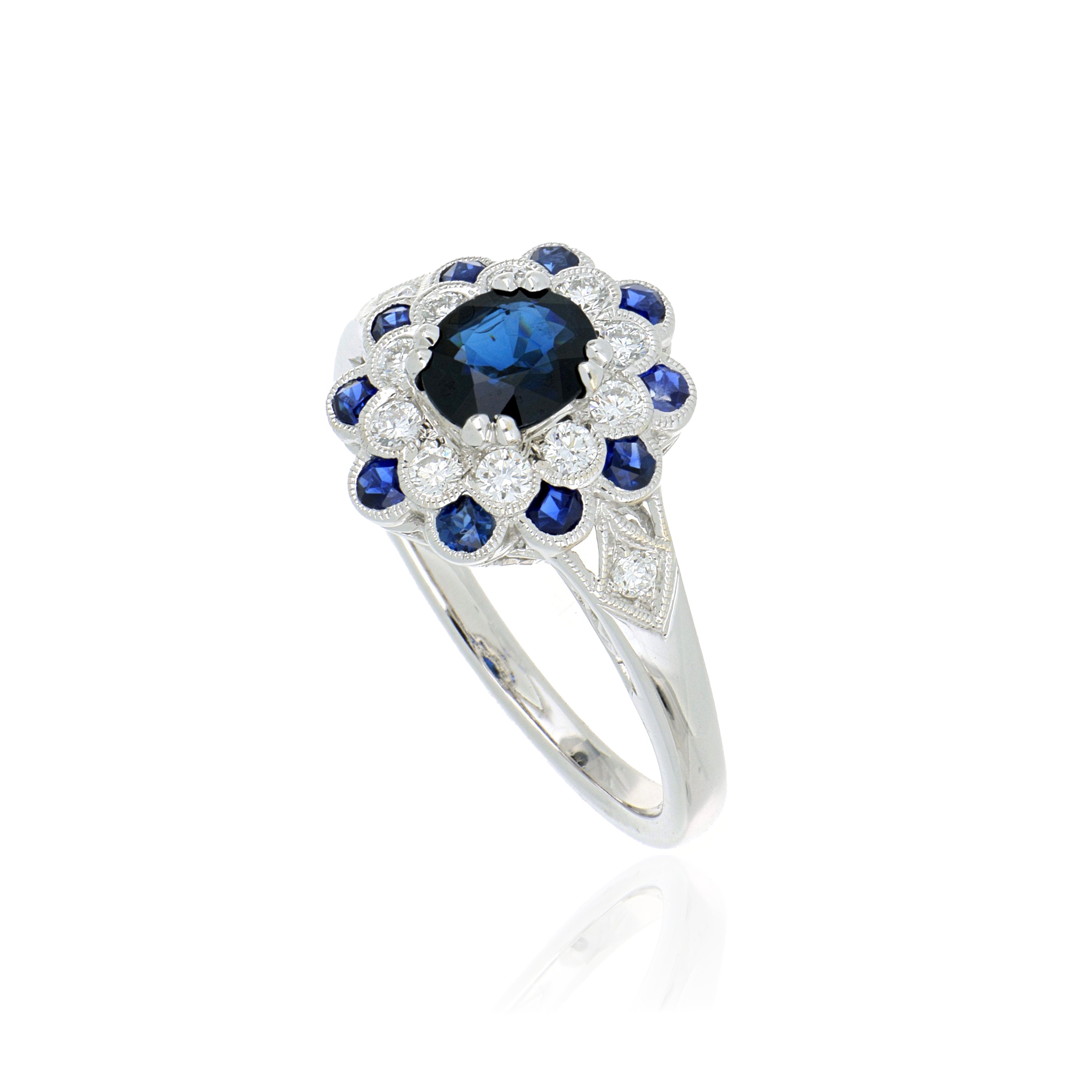 18k White Gold Sapphire and Diamond Ring - Charles Koll Jewelers