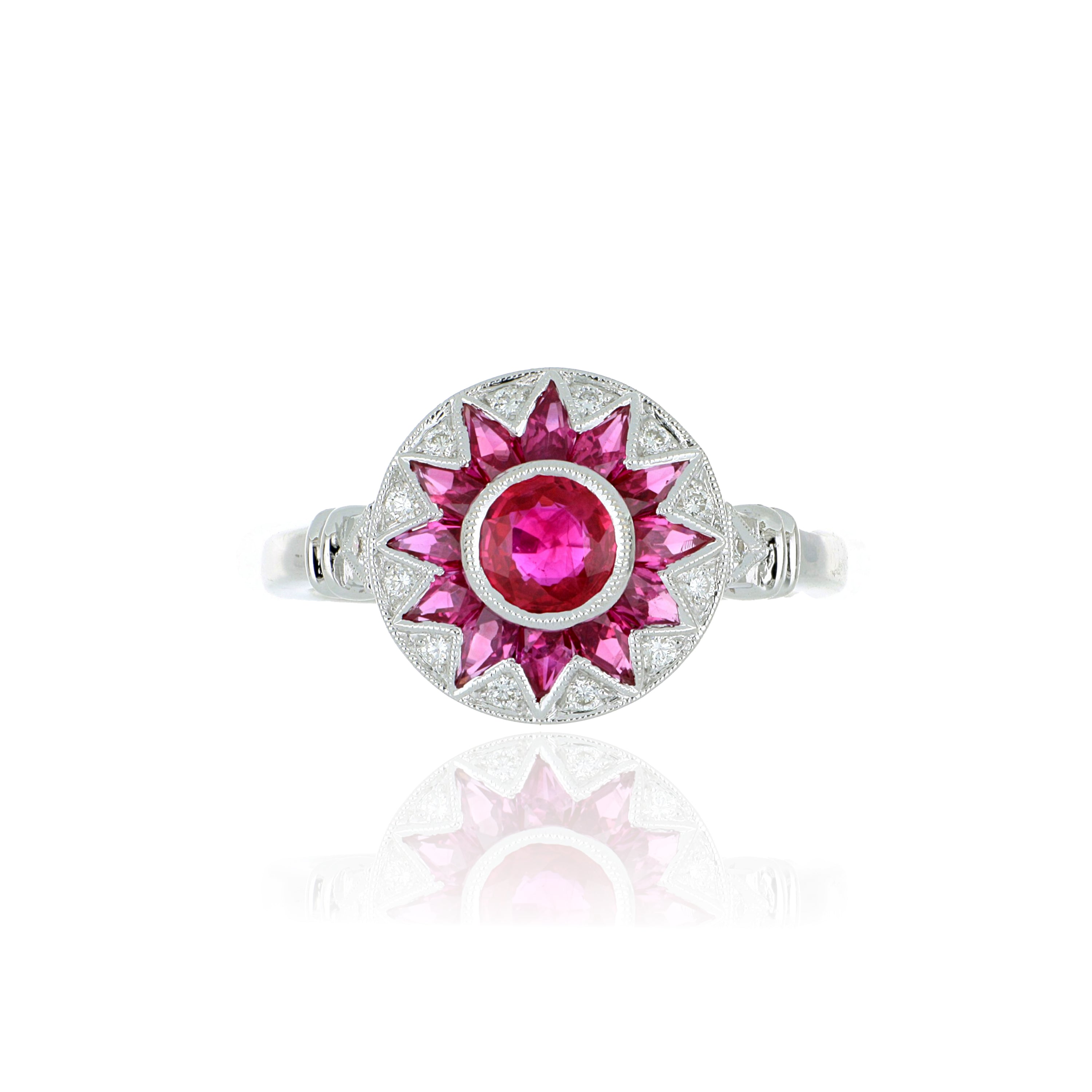 18k White Gold Pink Sapphire and Diamond Ring - Charles Koll Jewelers