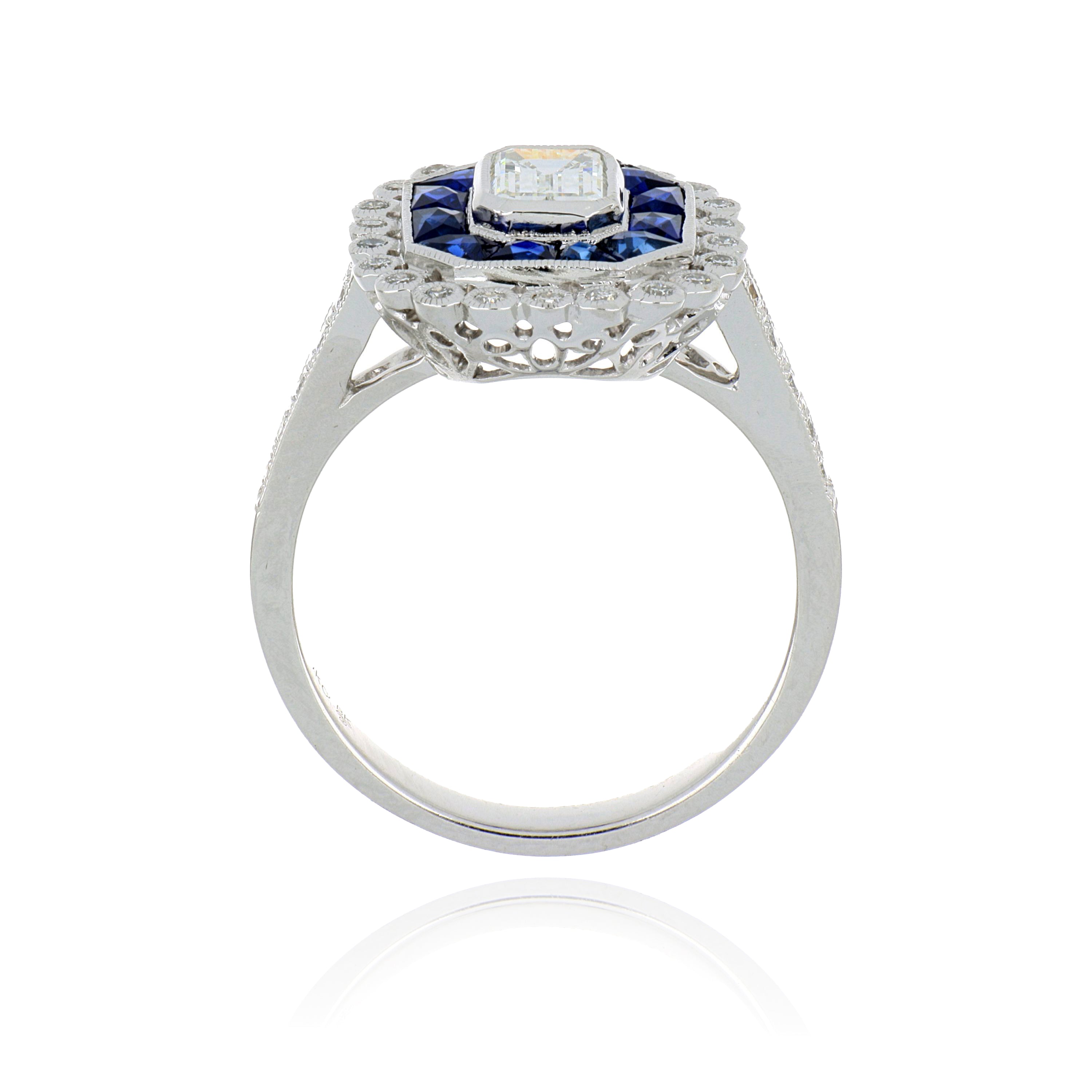 18k White Gold Diamond and Sapphire Ring