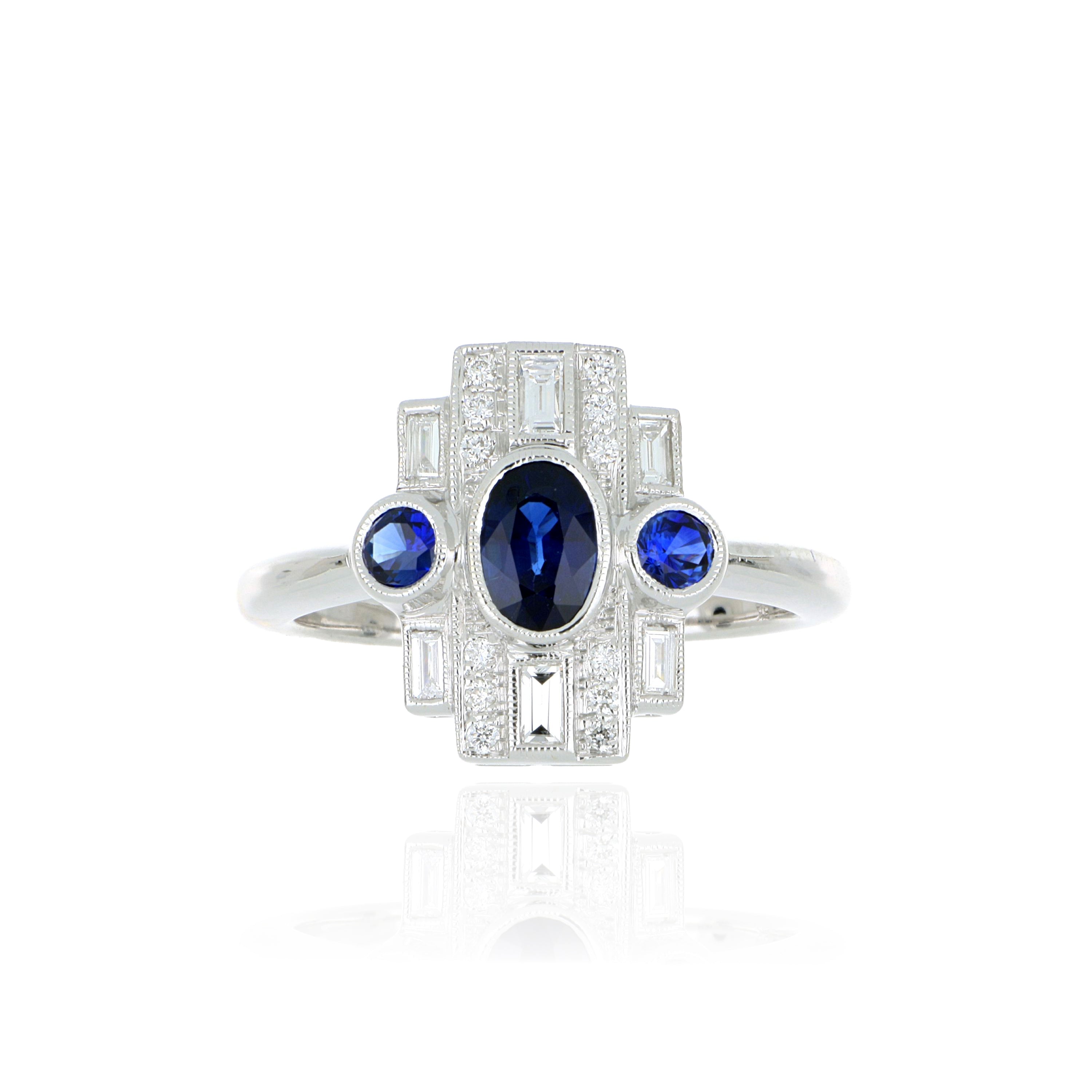 18k White Gold Sapphire and Diamond Ring - Charles Koll Jewelers