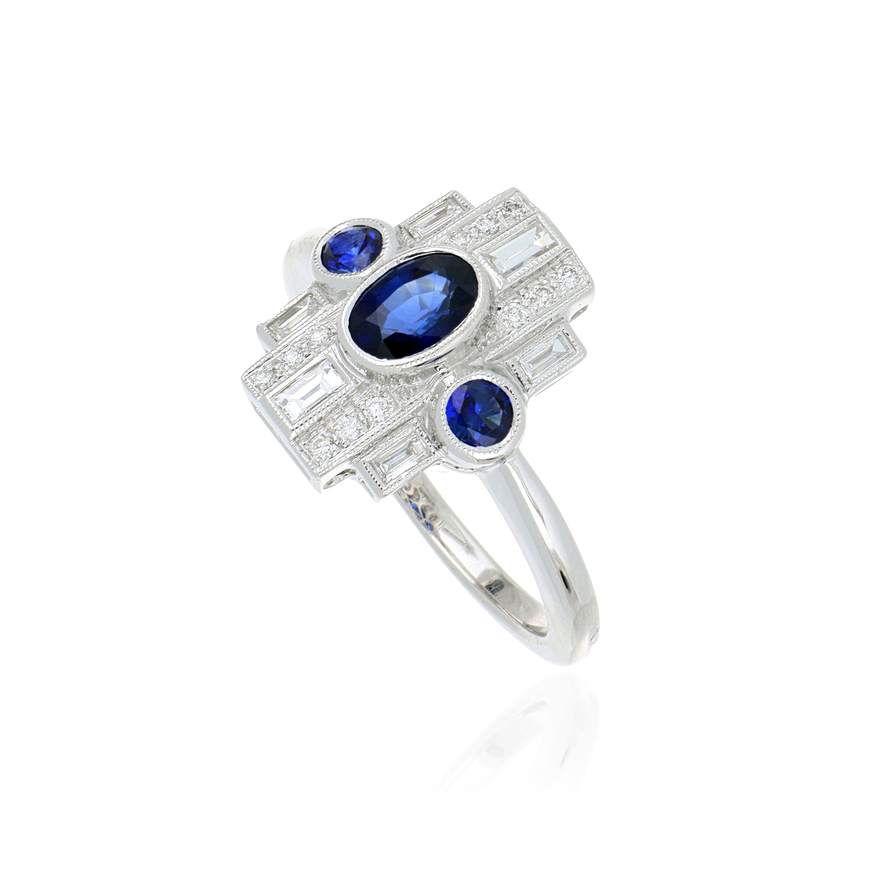 18k White Gold Sapphire and Diamond Ring - Charles Koll Jewelers