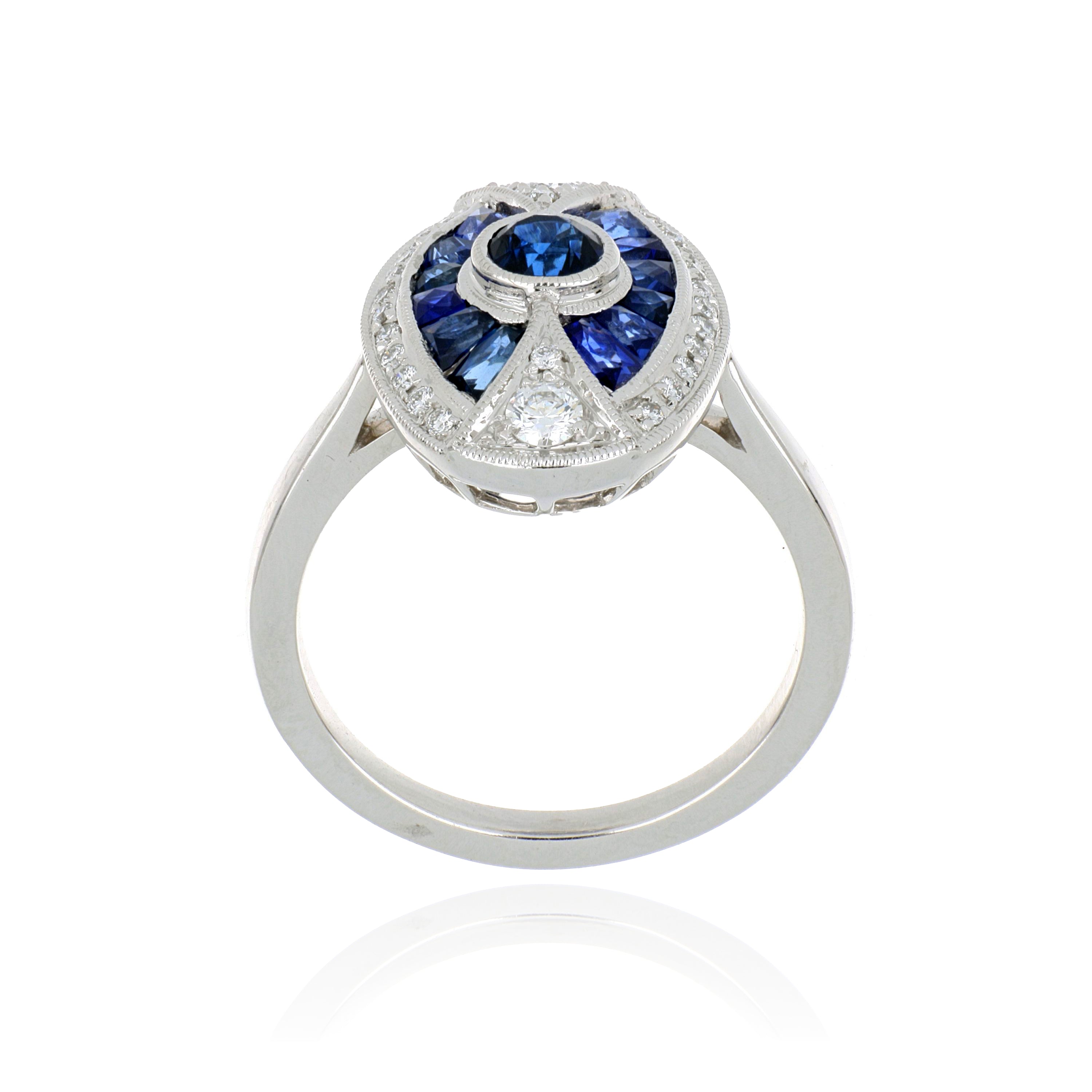 18k White Gold Sapphire and Dimaond Ring - Charles Koll Jewelers