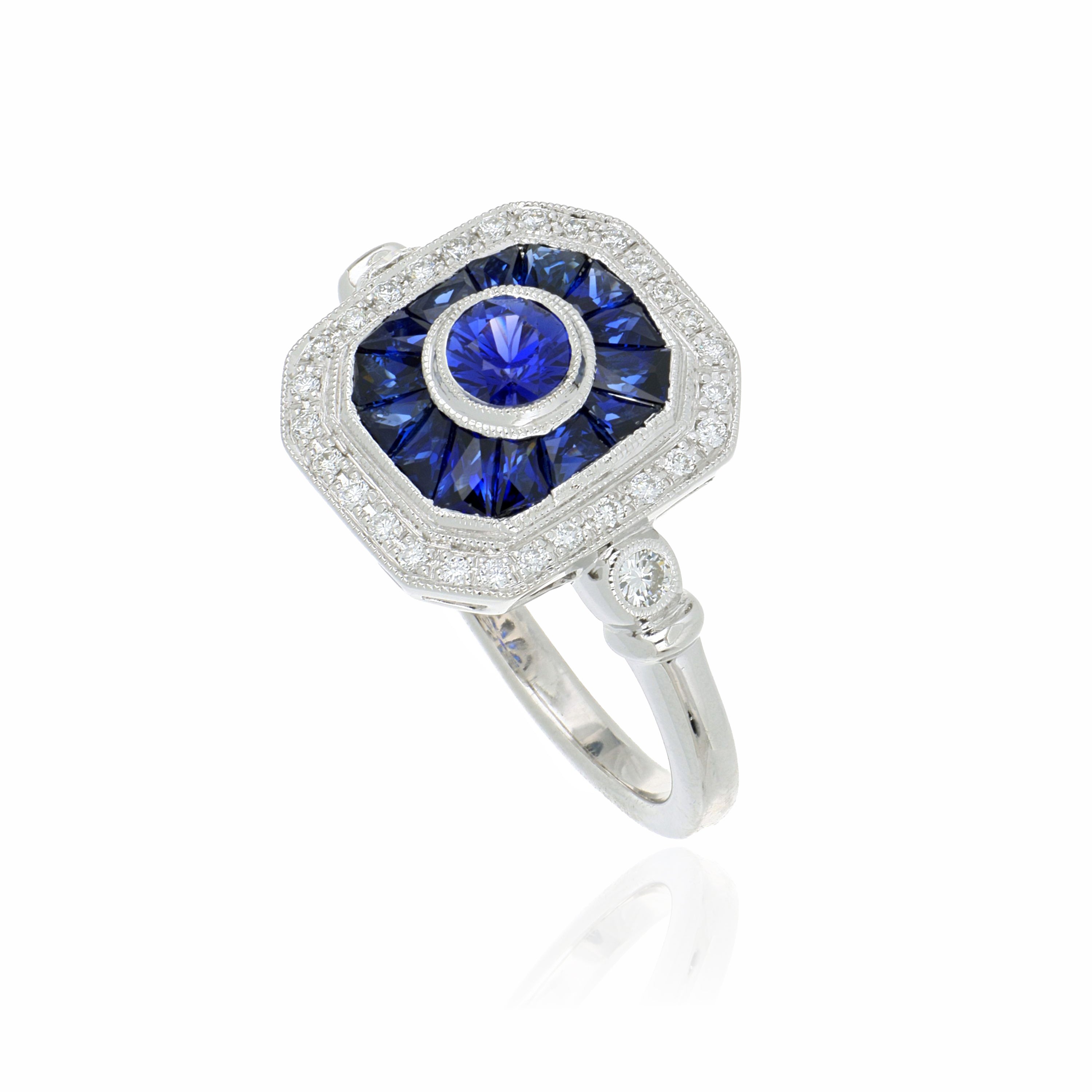 18k White Gold Sapphire and Diamond Ring - Charles Koll Jewelers