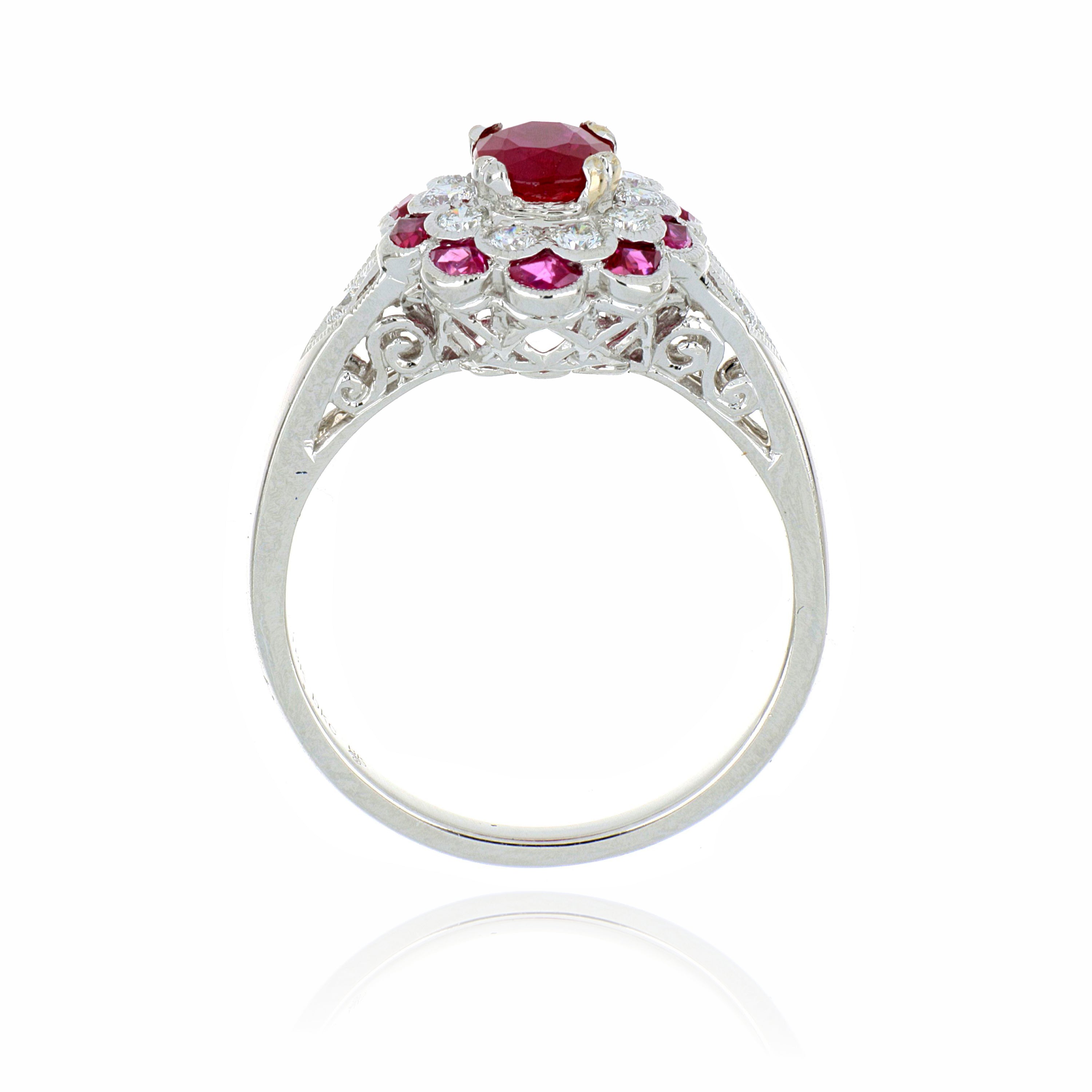18k White Gold Ruby and Diamond Ring - Charles Koll Jewelers