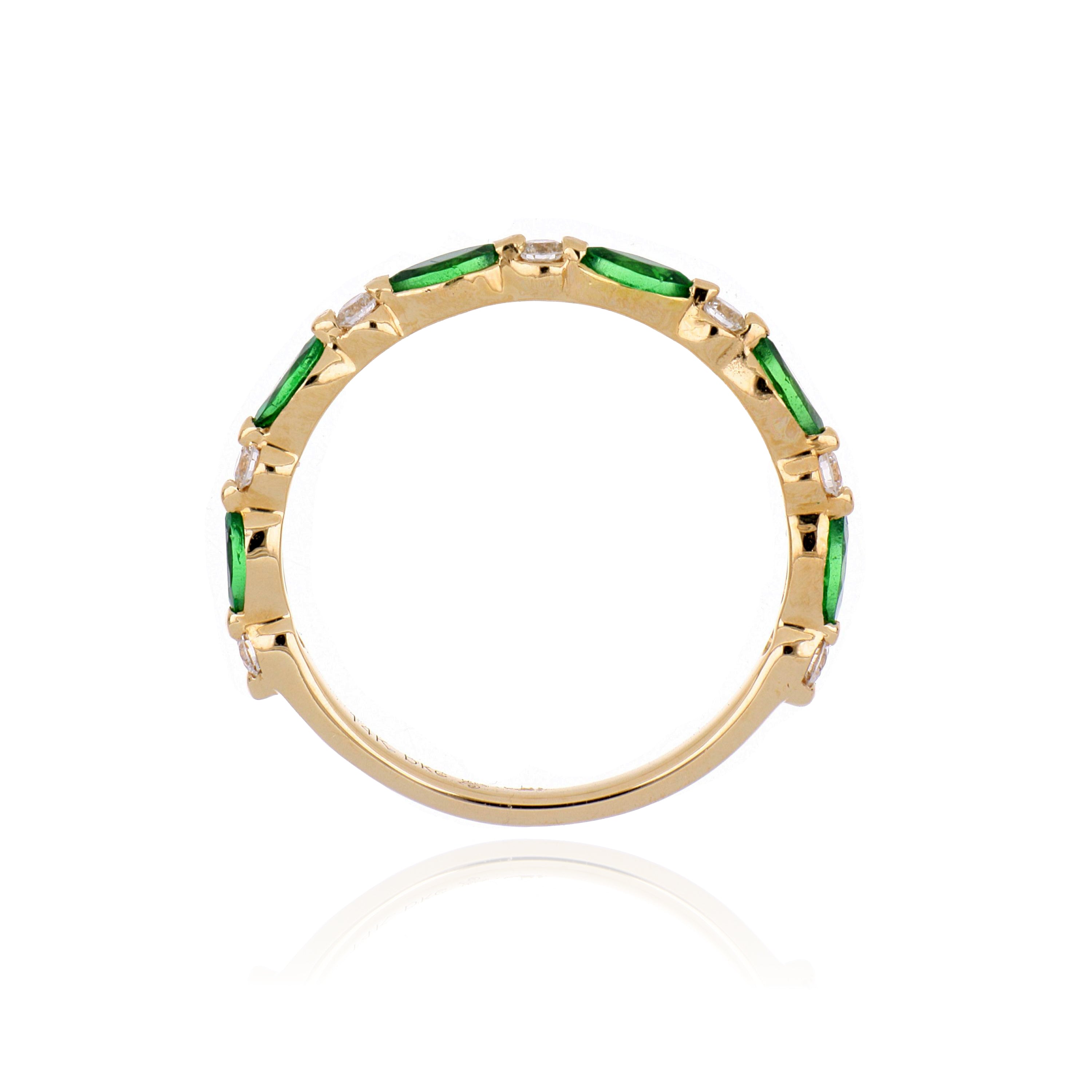 14k Yellow Gold Tsavorite and Diamond Band - Charles Koll Jewelers