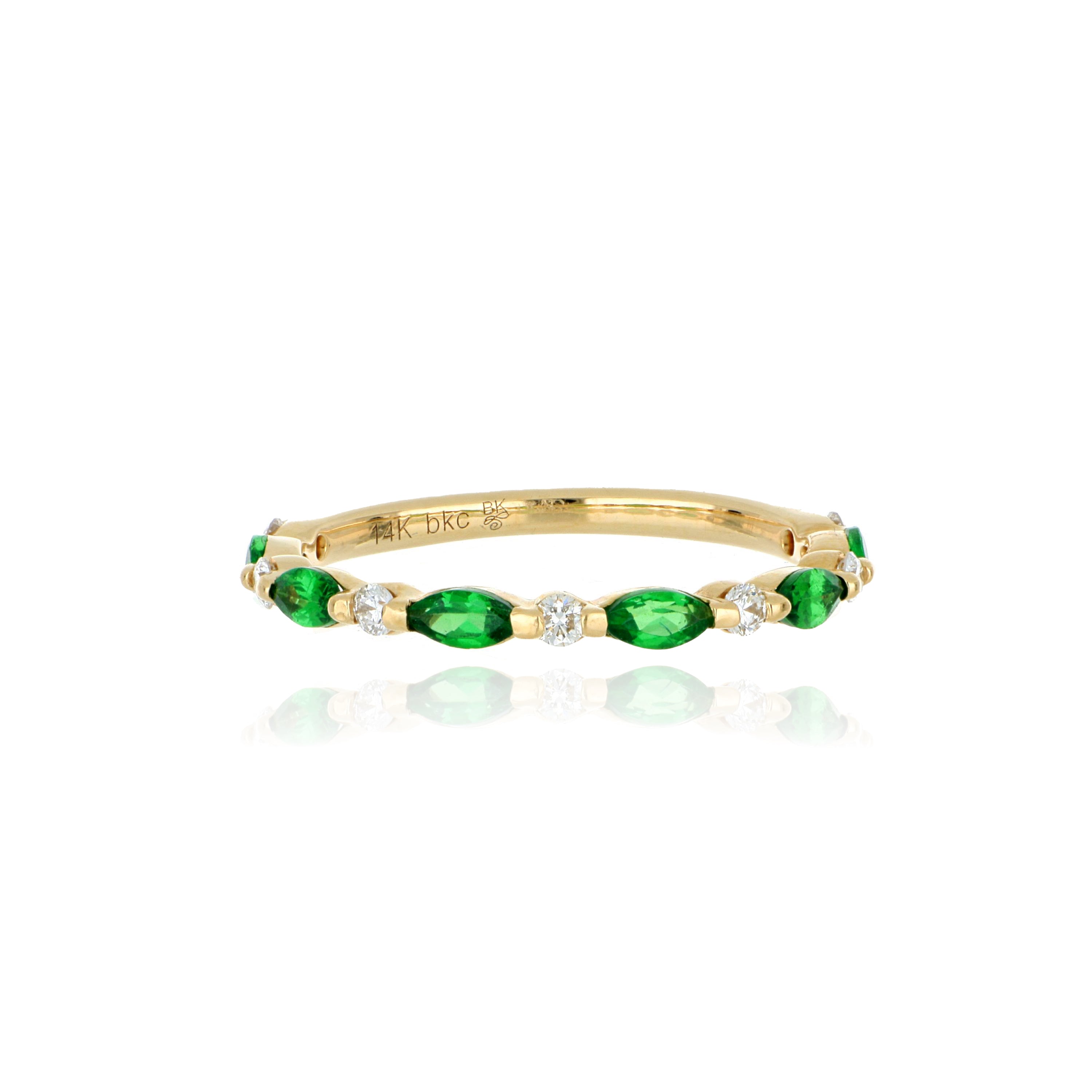 14k Yellow Gold Tsavorite and Diamond Band - Charles Koll Jewelers