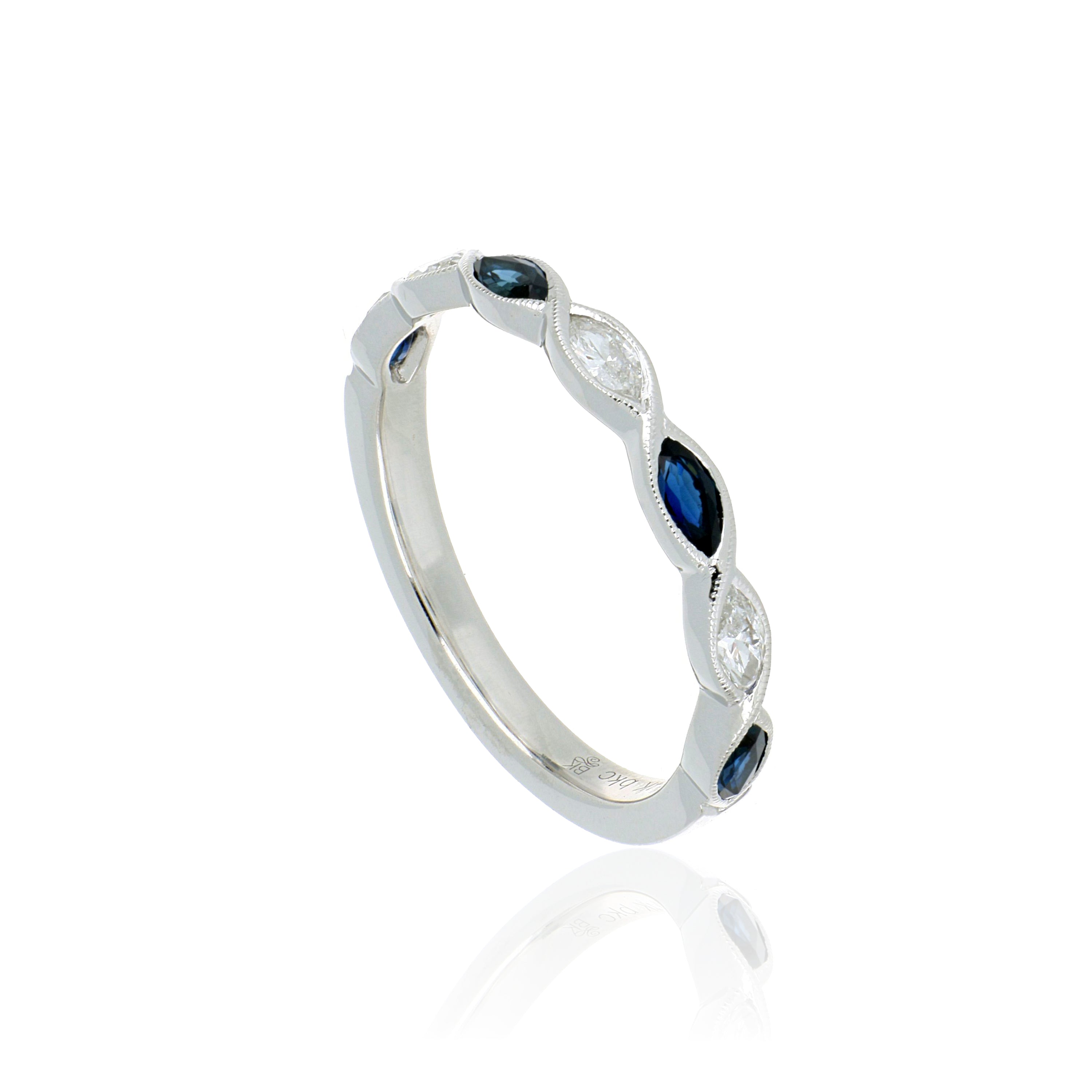 14k White Gold Sapphire and Diamond Band - Charles Koll Jewelers