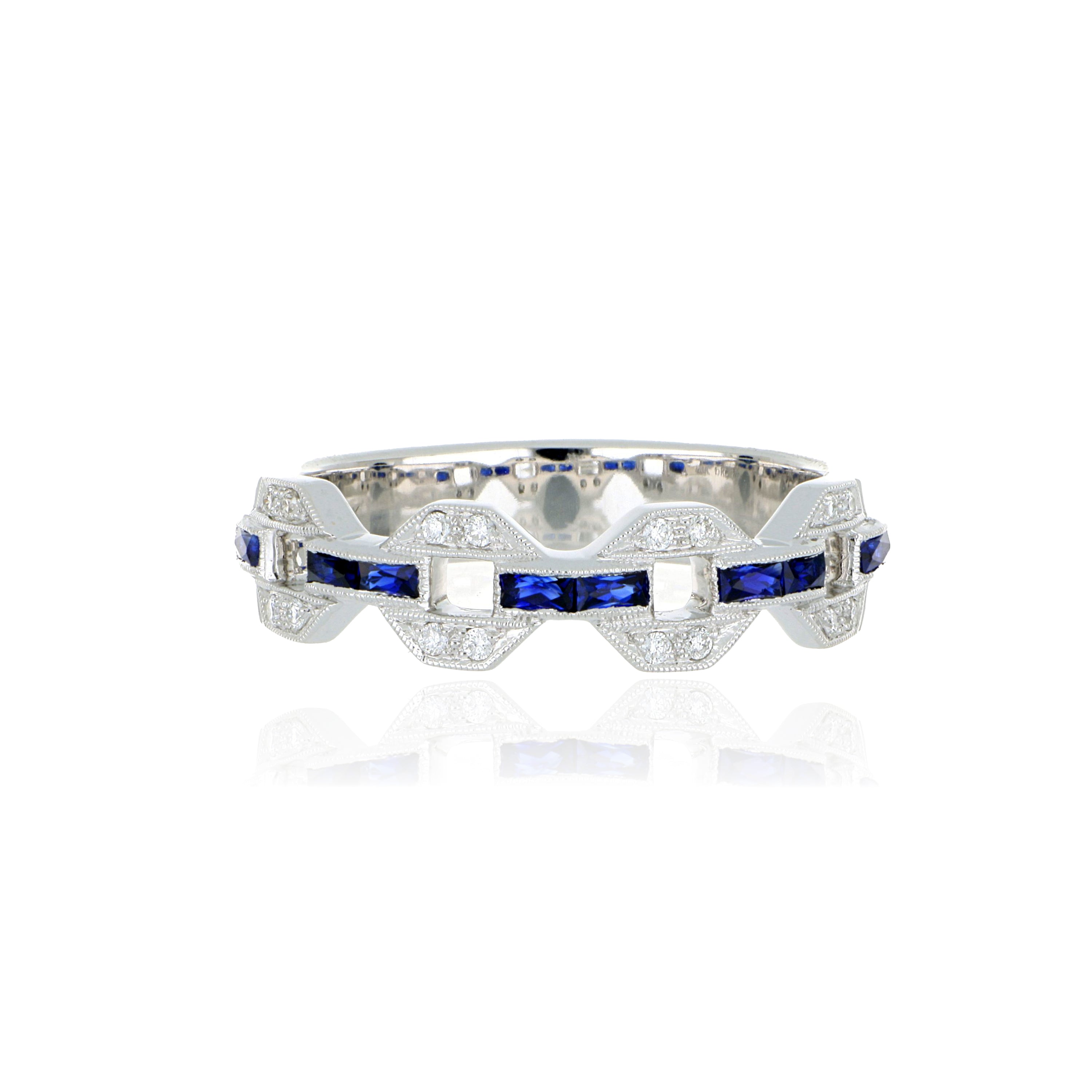 14k White Gold Sapphire and Diamond Anniversary Ring - Charles Koll Jewelers