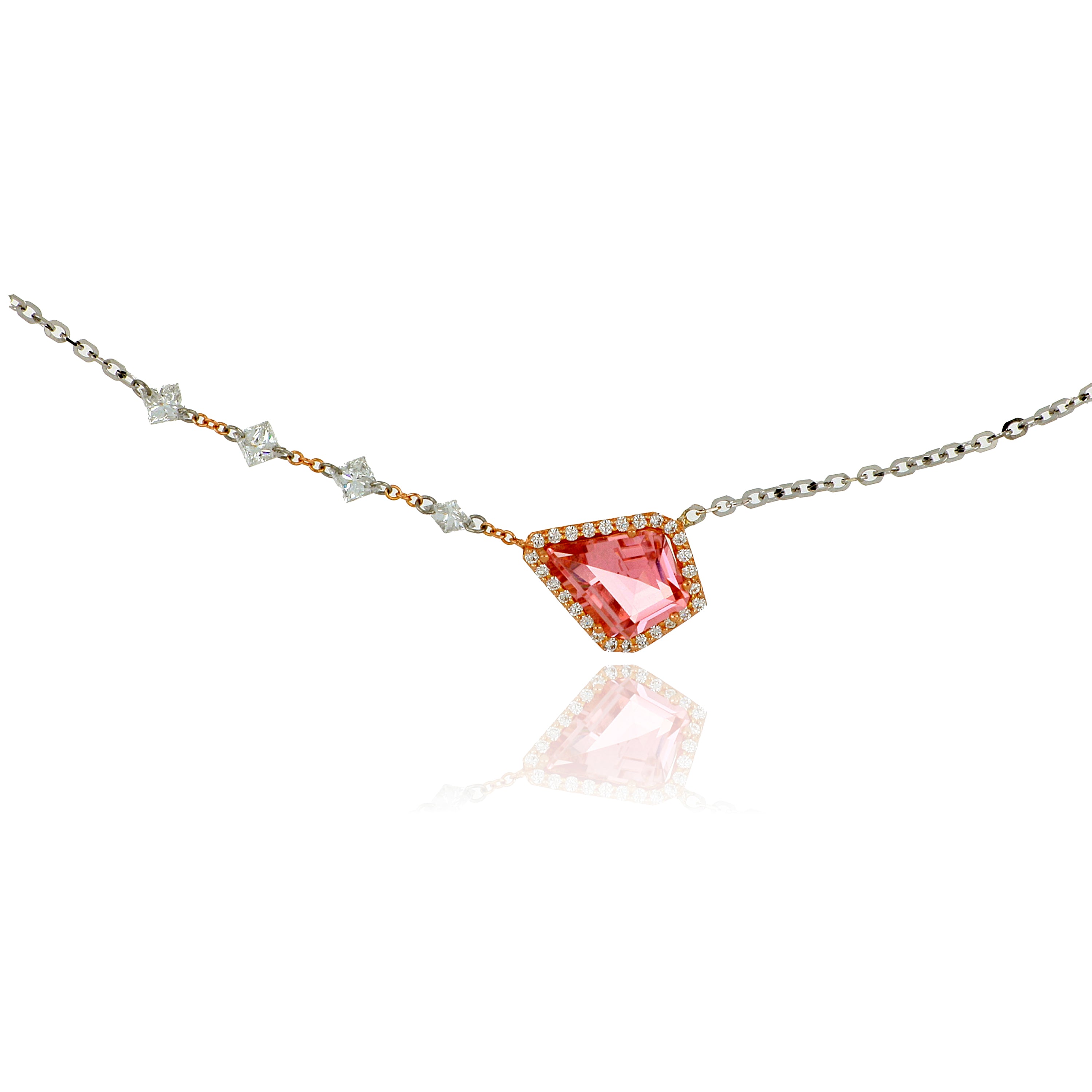 18k White and Rose Gold Tourmaline and Diamond Necklace