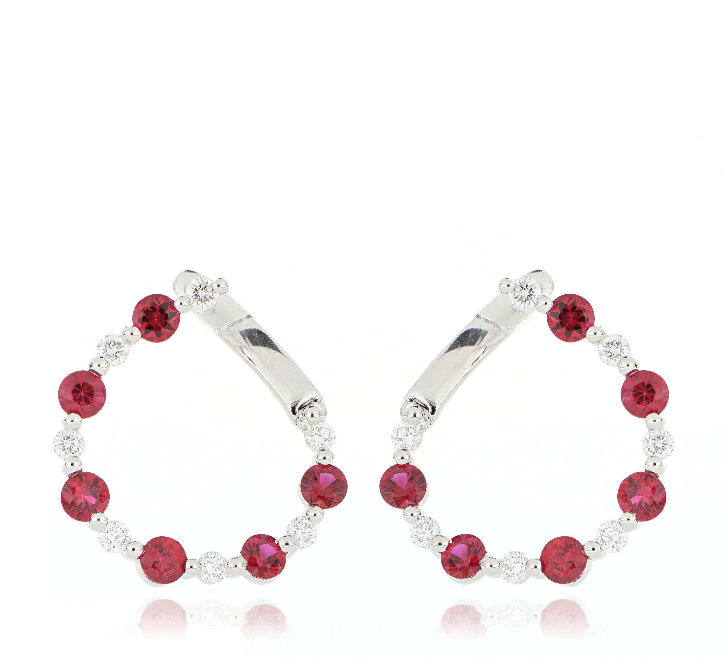 18k White Gold Ruby and Diamond Earrings