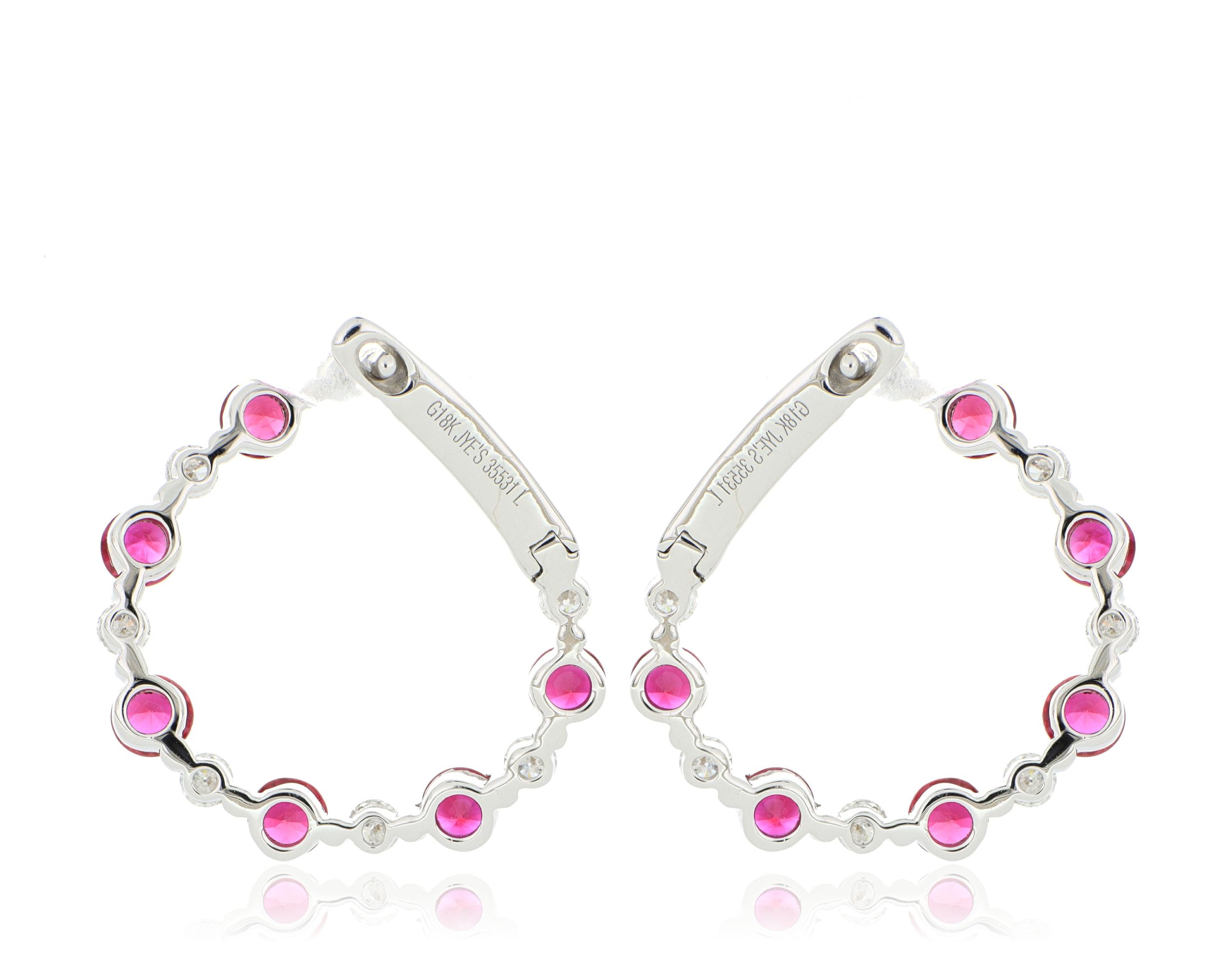 18k White Gold Ruby and Diamond Earrings