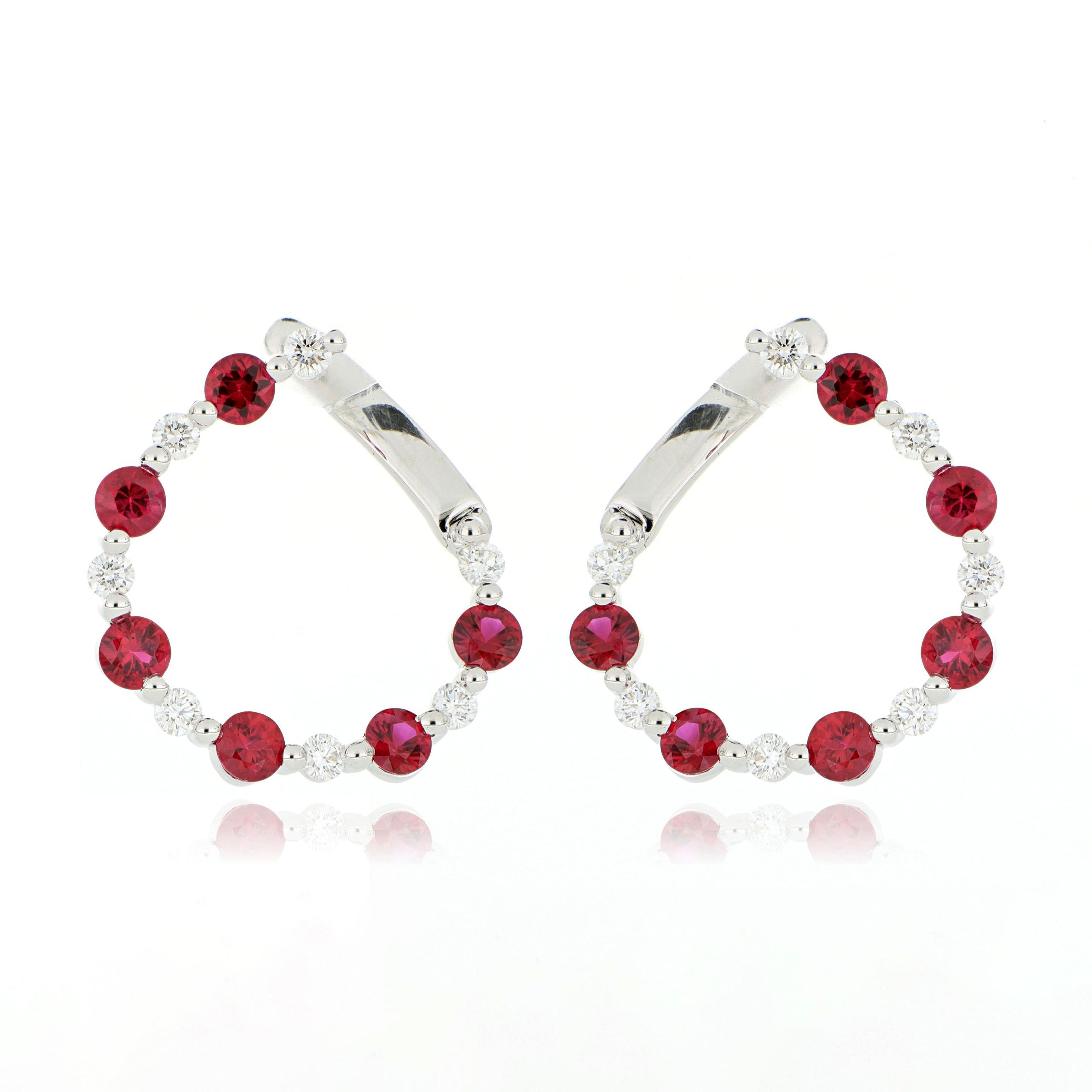 18k White Gold Ruby and Diamond Earrings