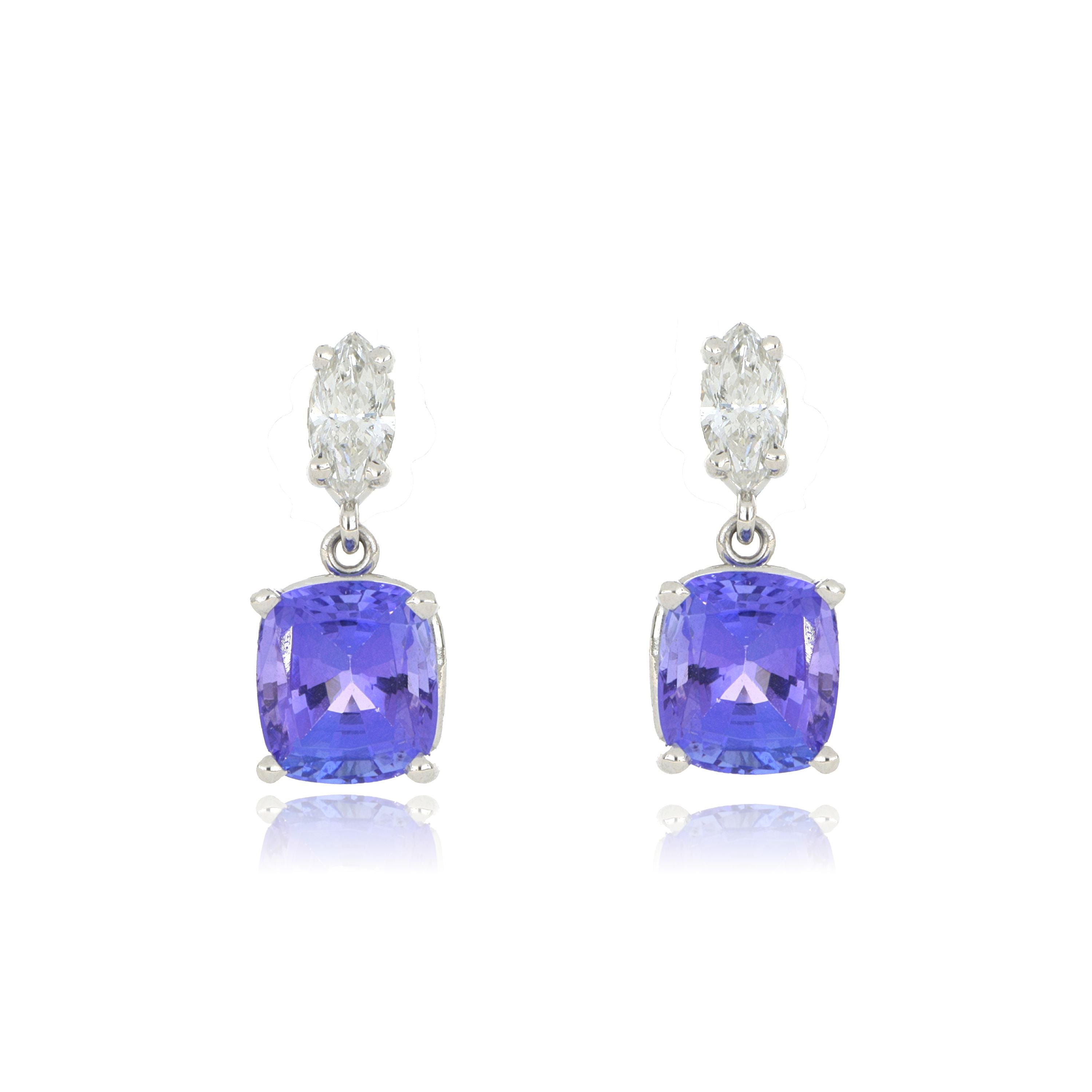 14k White Gold Tanzanite and Diamond Earrings