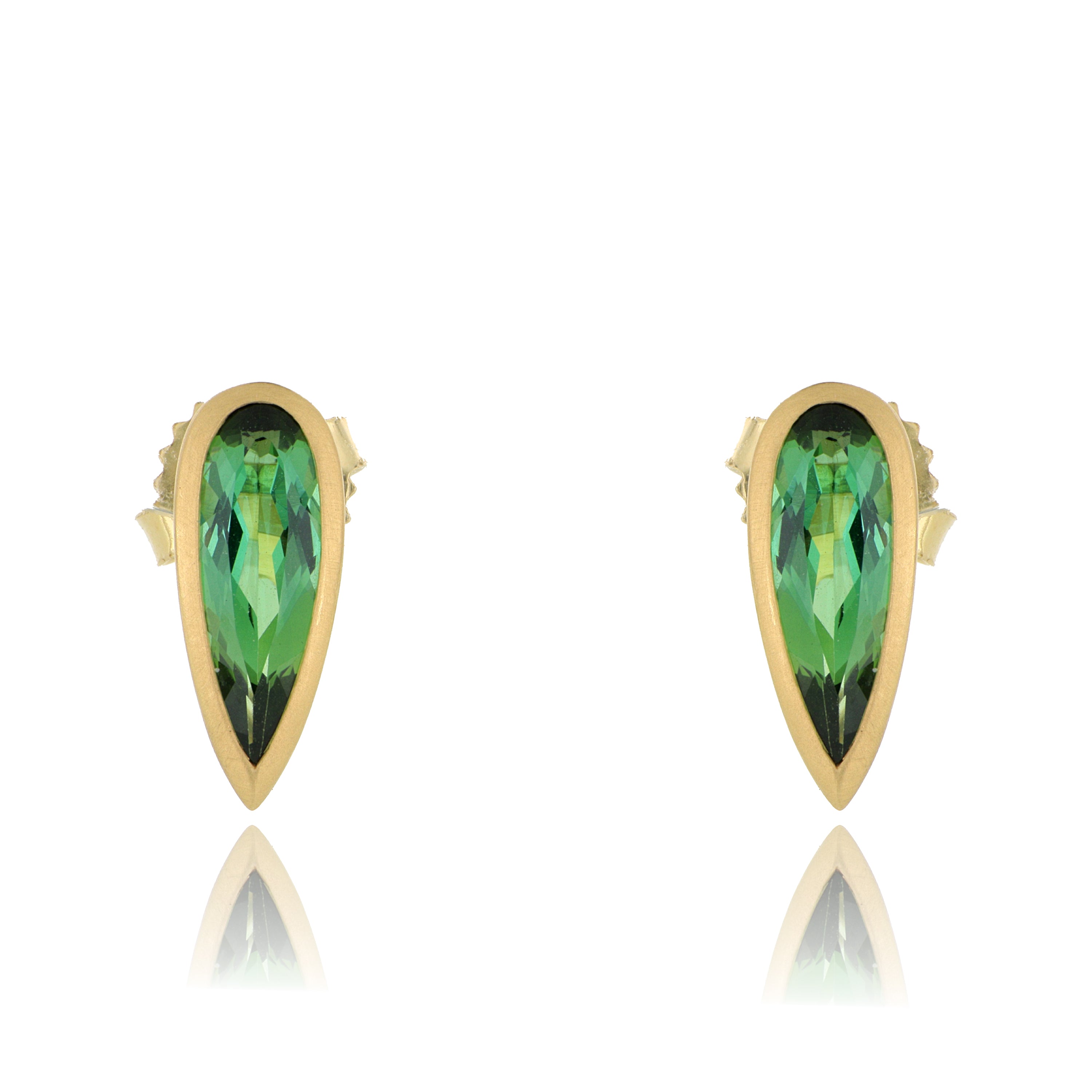 18k Yellow Gold Green Tourmaline Earrings - Charles Koll Jewelers