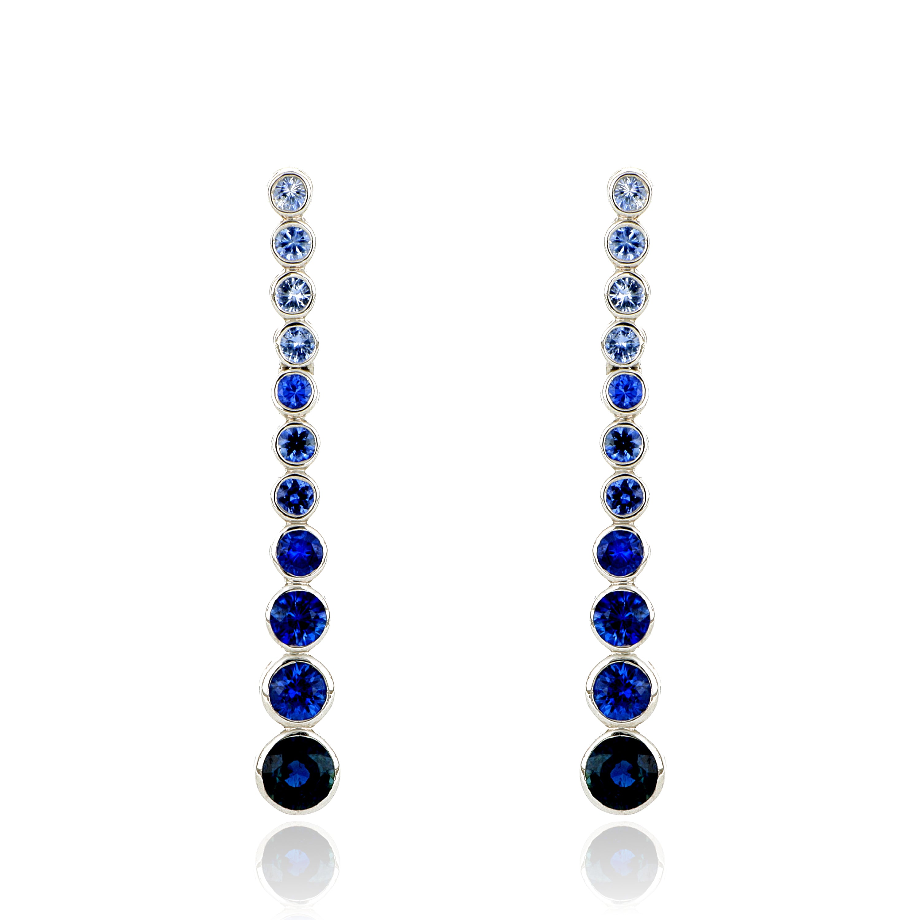 14k White Gold Cascading Sapphire Earrings - Charles Koll Jewelers