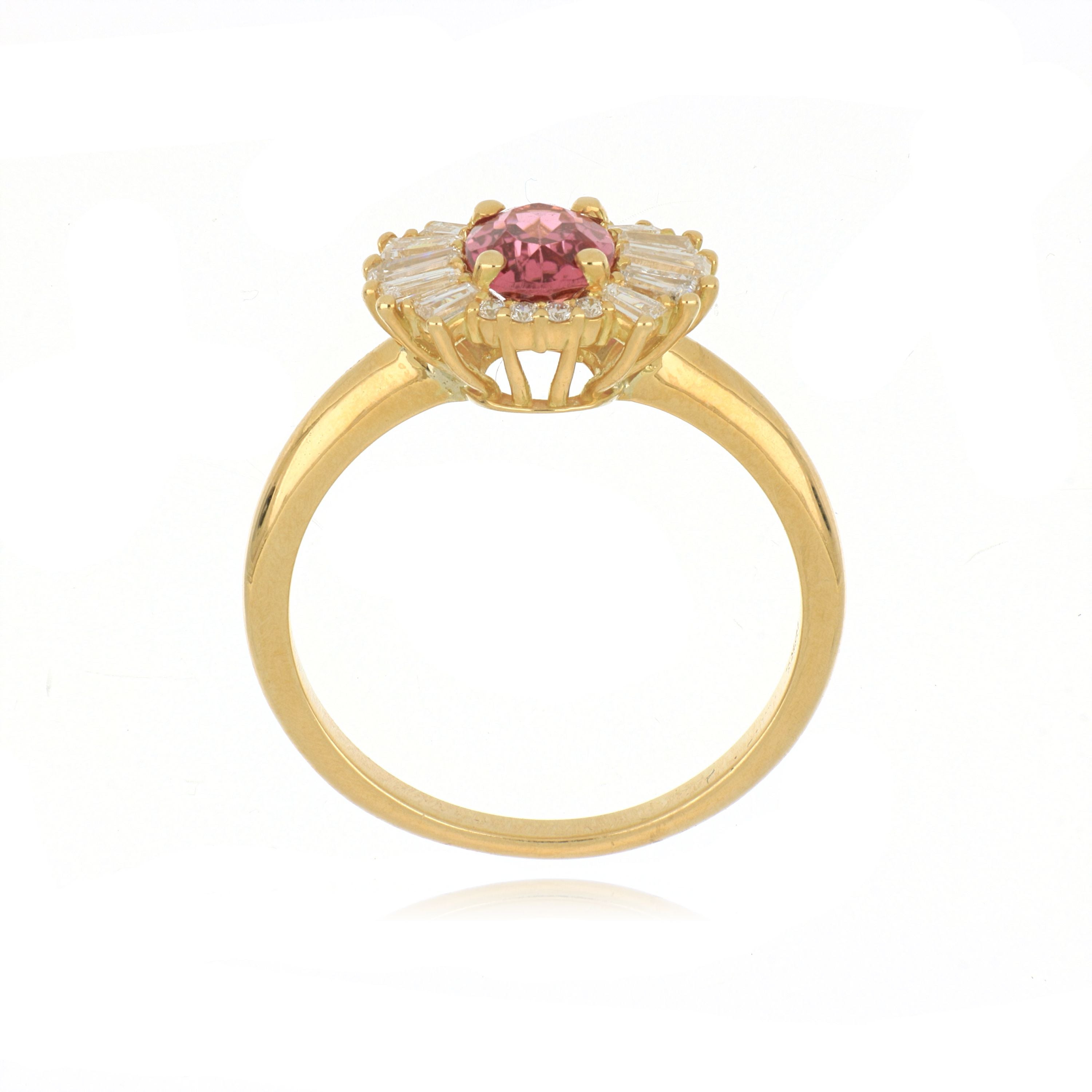 18k Pink Tourmaline and Diamond Accented Ring