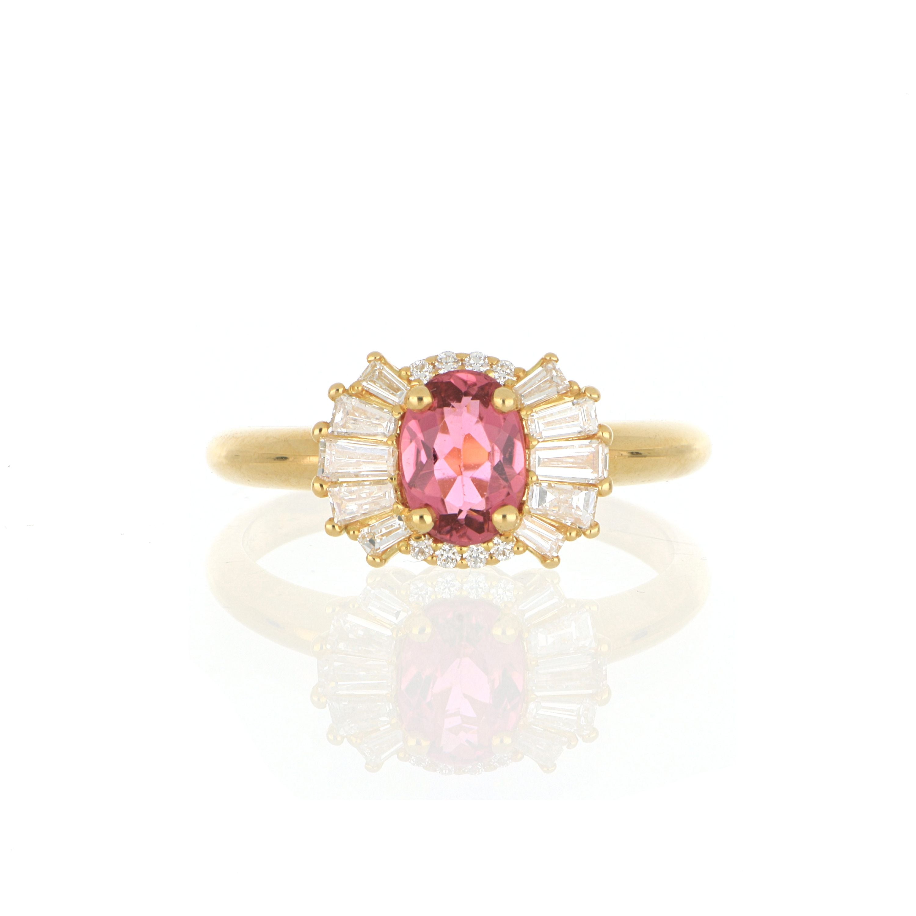 18k Pink Tourmaline and Diamond Accented Ring