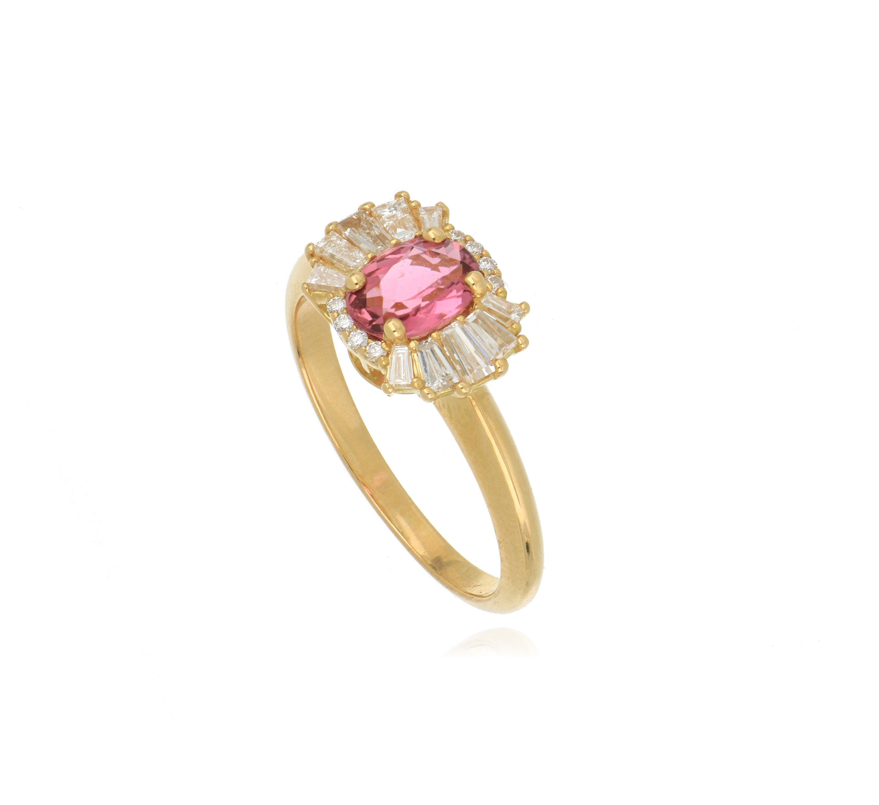 18k Pink Tourmaline and Diamond Accented Ring