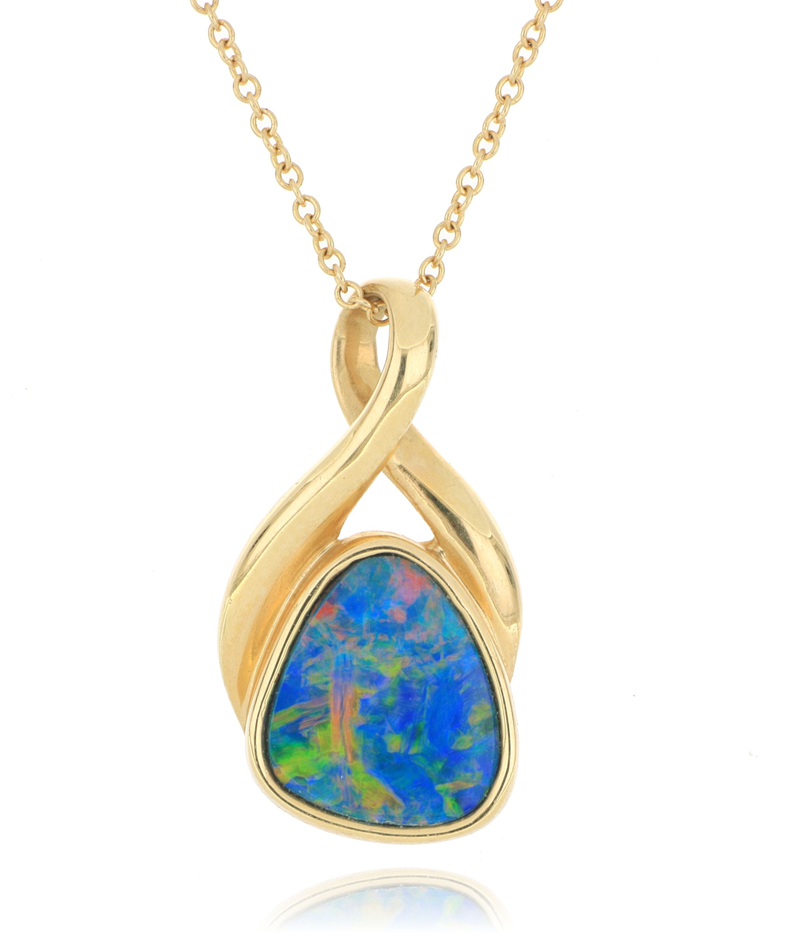 14k Yellow Gold Free Form Opal Necklace